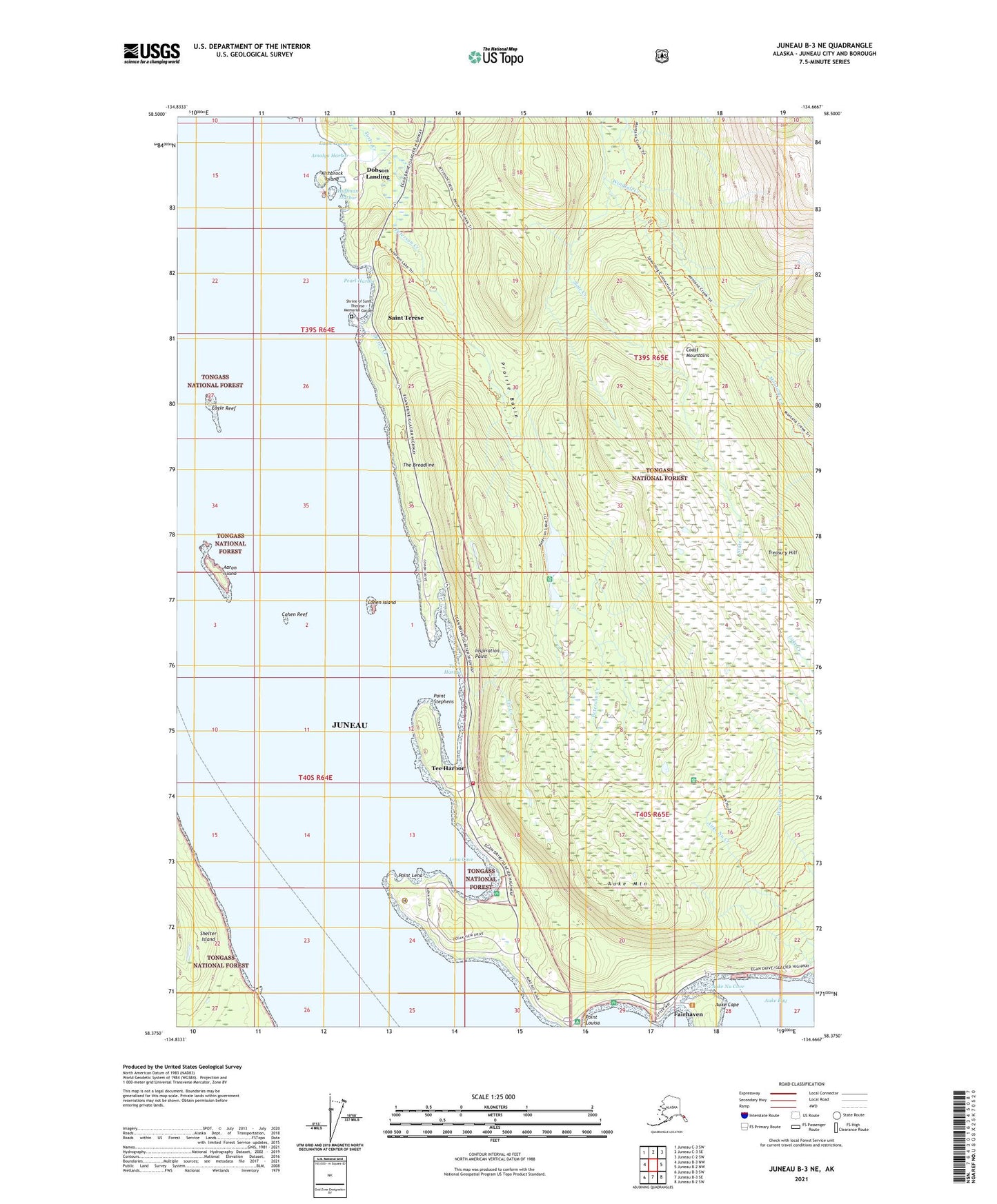 Juneau B-3 NE Alaska US Topo Map Image