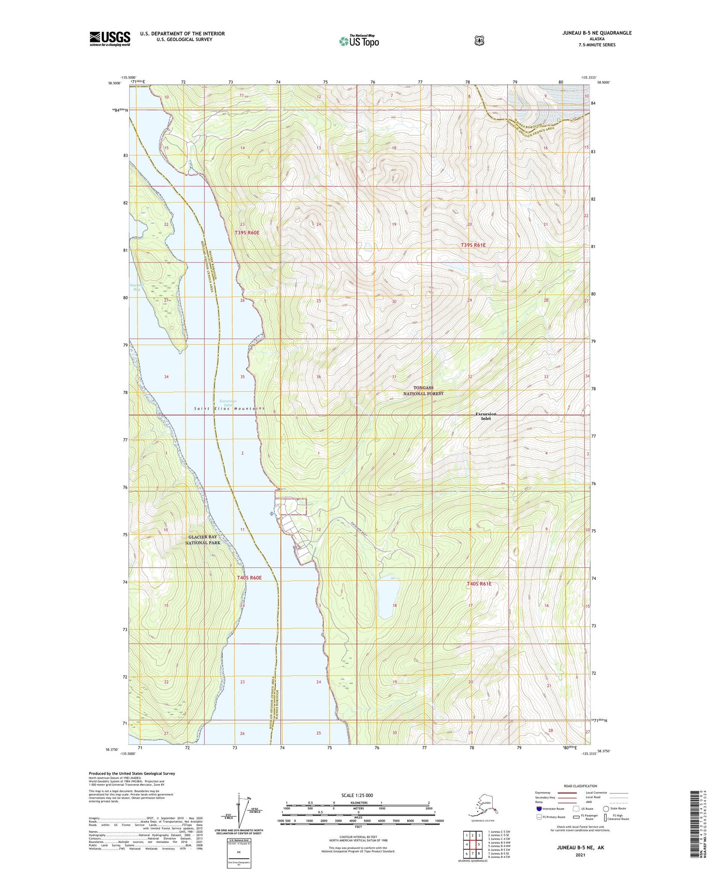Juneau B-5 NE Alaska US Topo Map Image