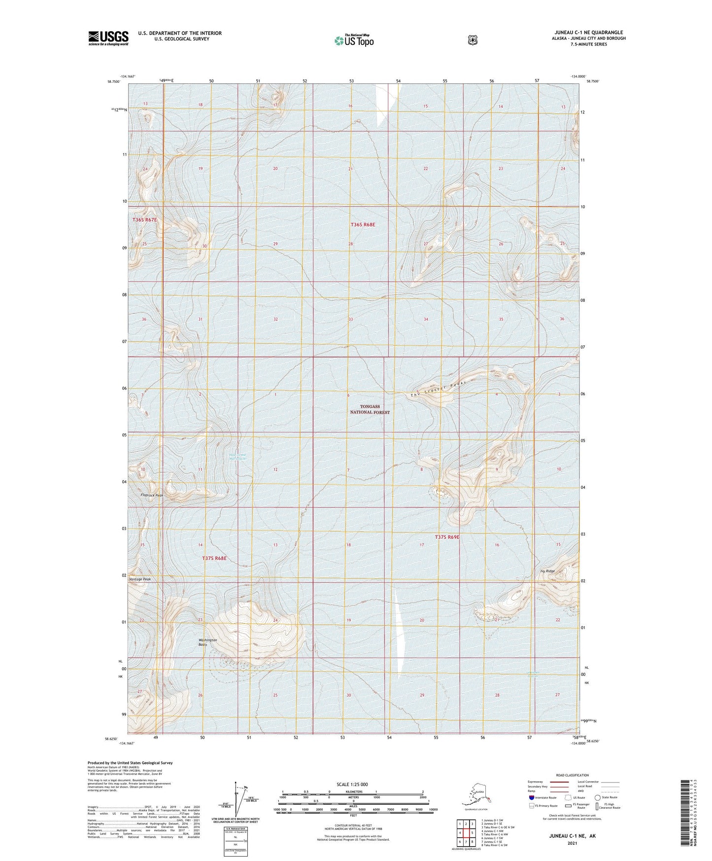 Juneau C-1 NE Alaska US Topo Map Image