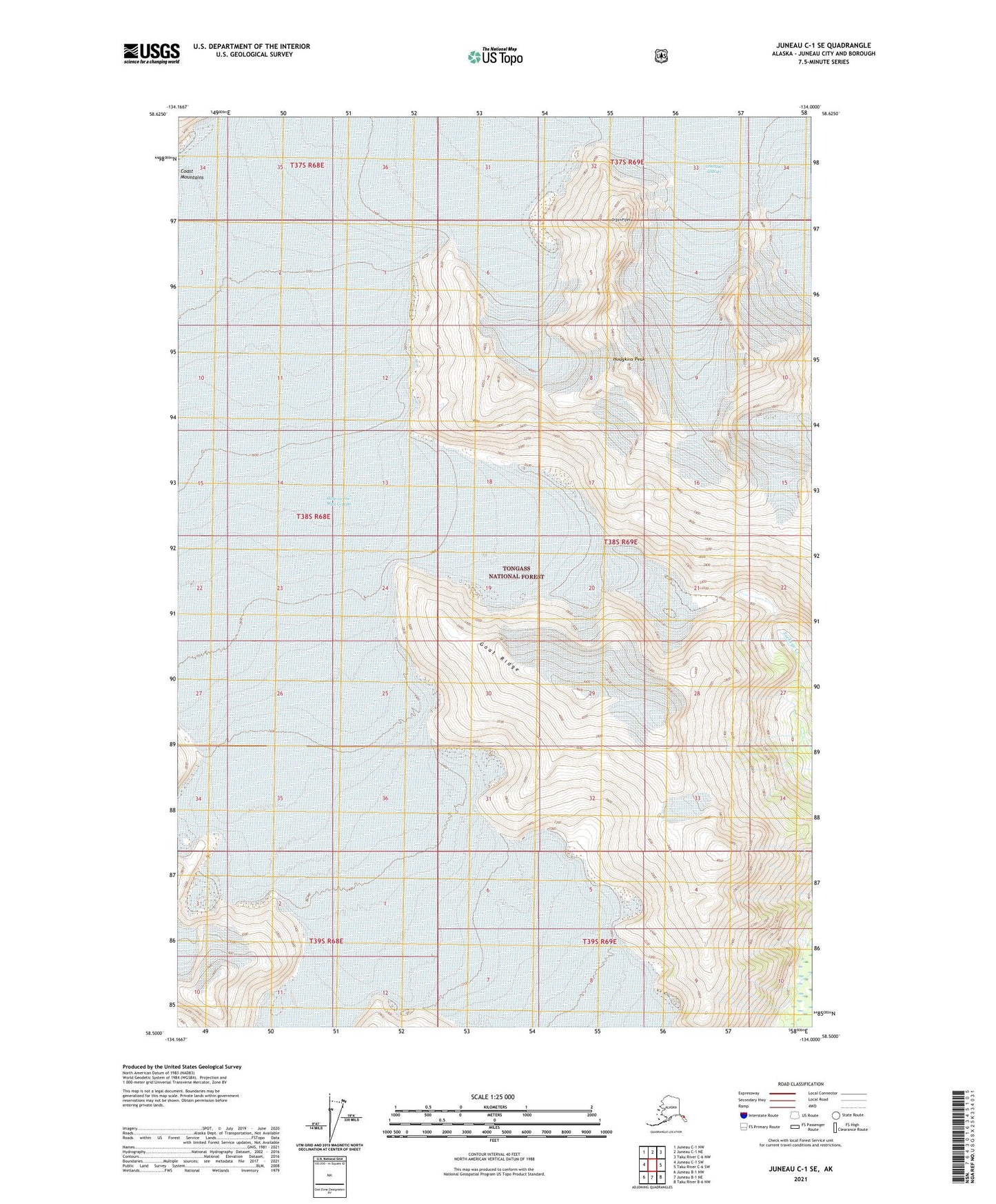 Juneau C-1 SE Alaska US Topo Map Image