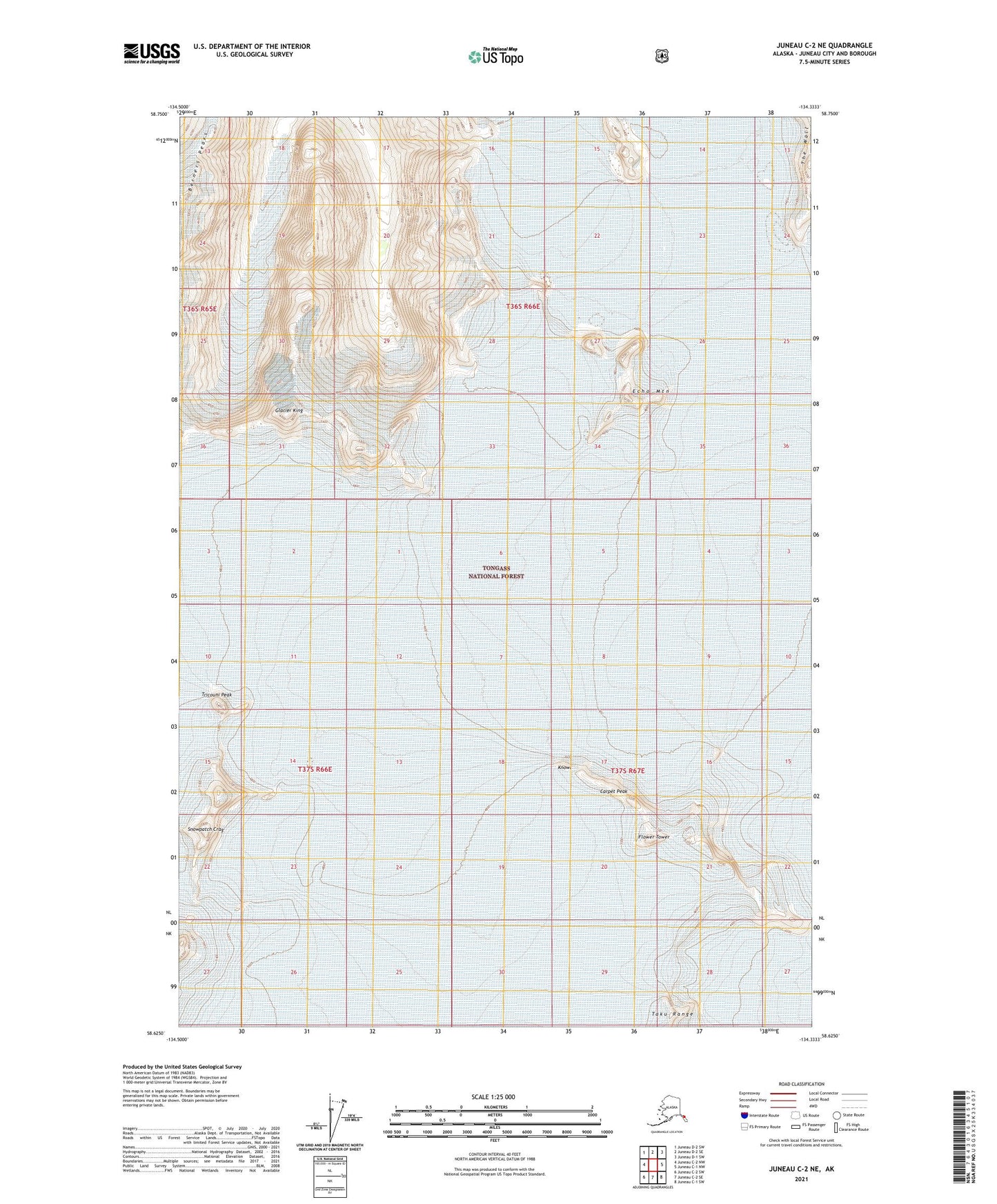 Juneau C-2 NE Alaska US Topo Map Image