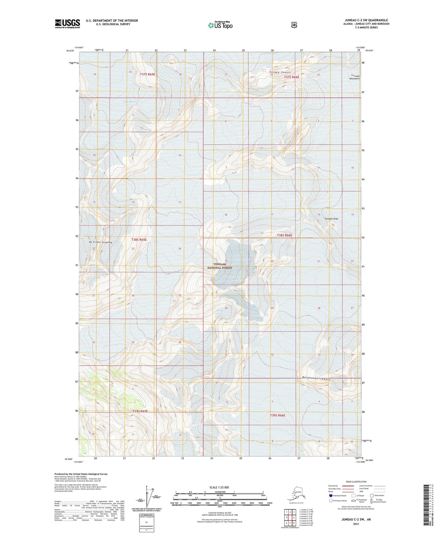 Juneau C-2 SW Alaska US Topo Map Image