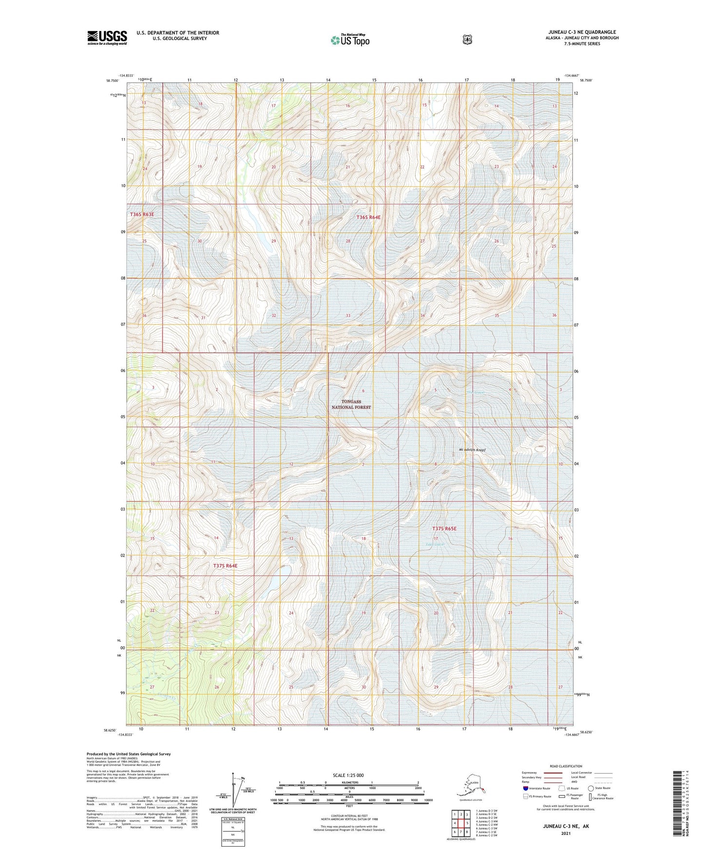 Juneau C-3 NE Alaska US Topo Map Image