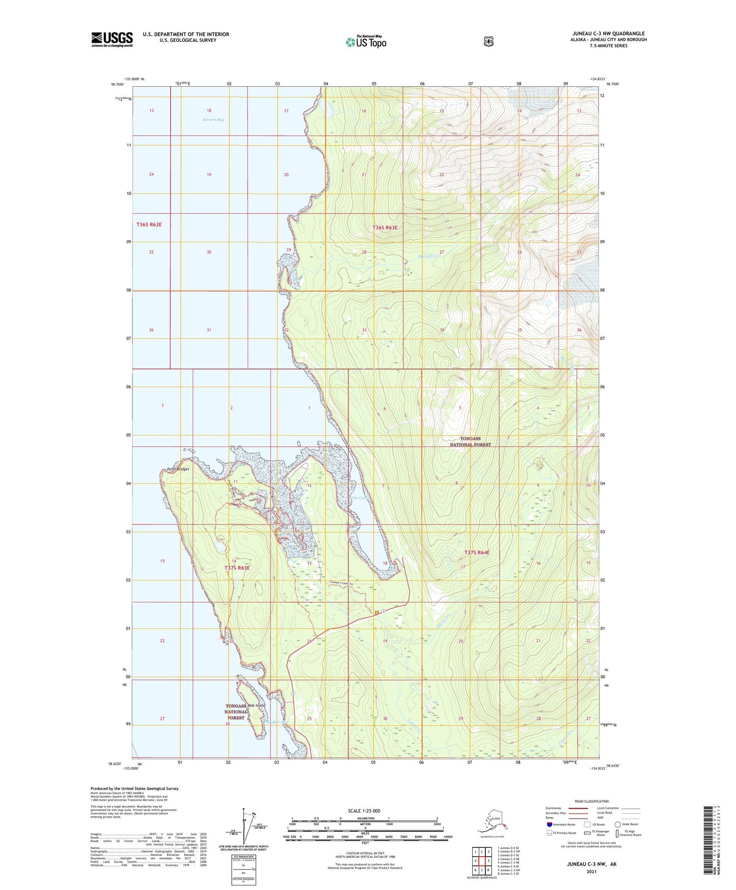 Juneau C-3 NW Alaska US Topo Map Image