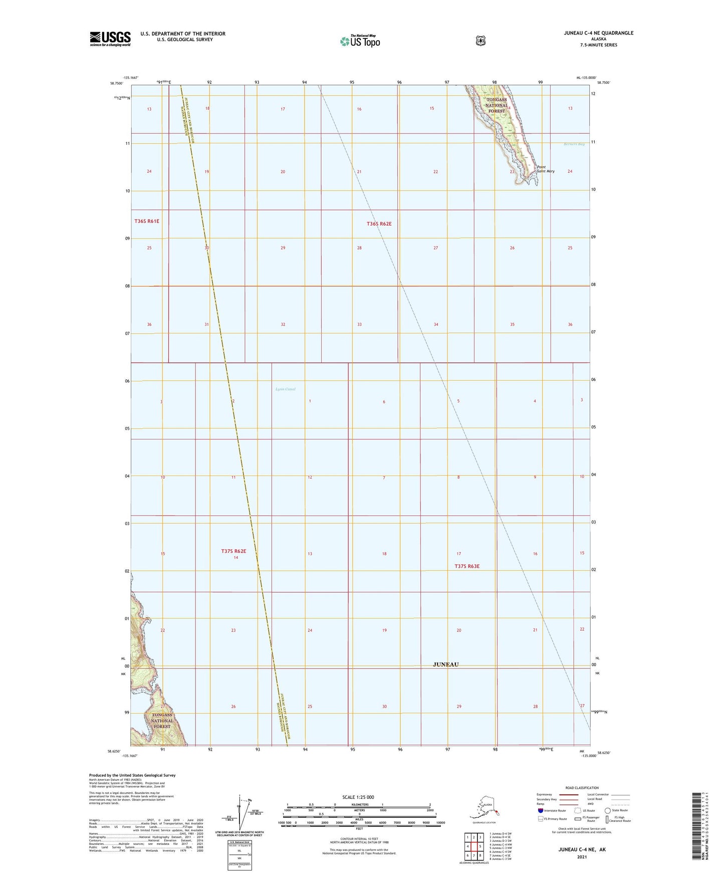 Juneau C-4 NE Alaska US Topo Map Image