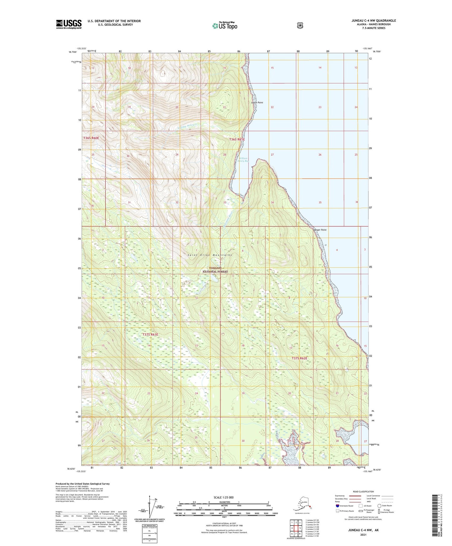 Juneau C-4 NW Alaska US Topo Map Image