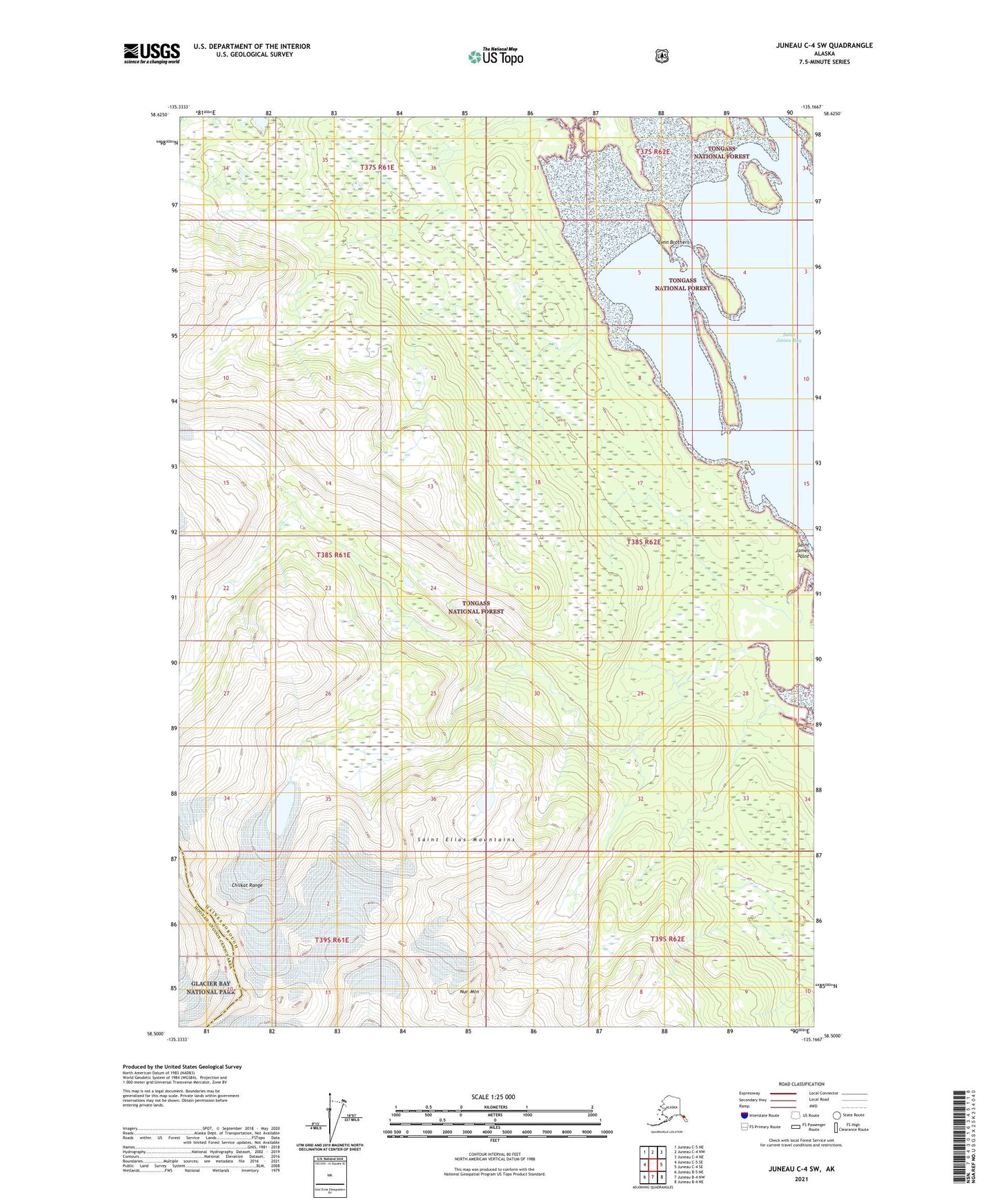Juneau C-4 SW Alaska US Topo Map Image