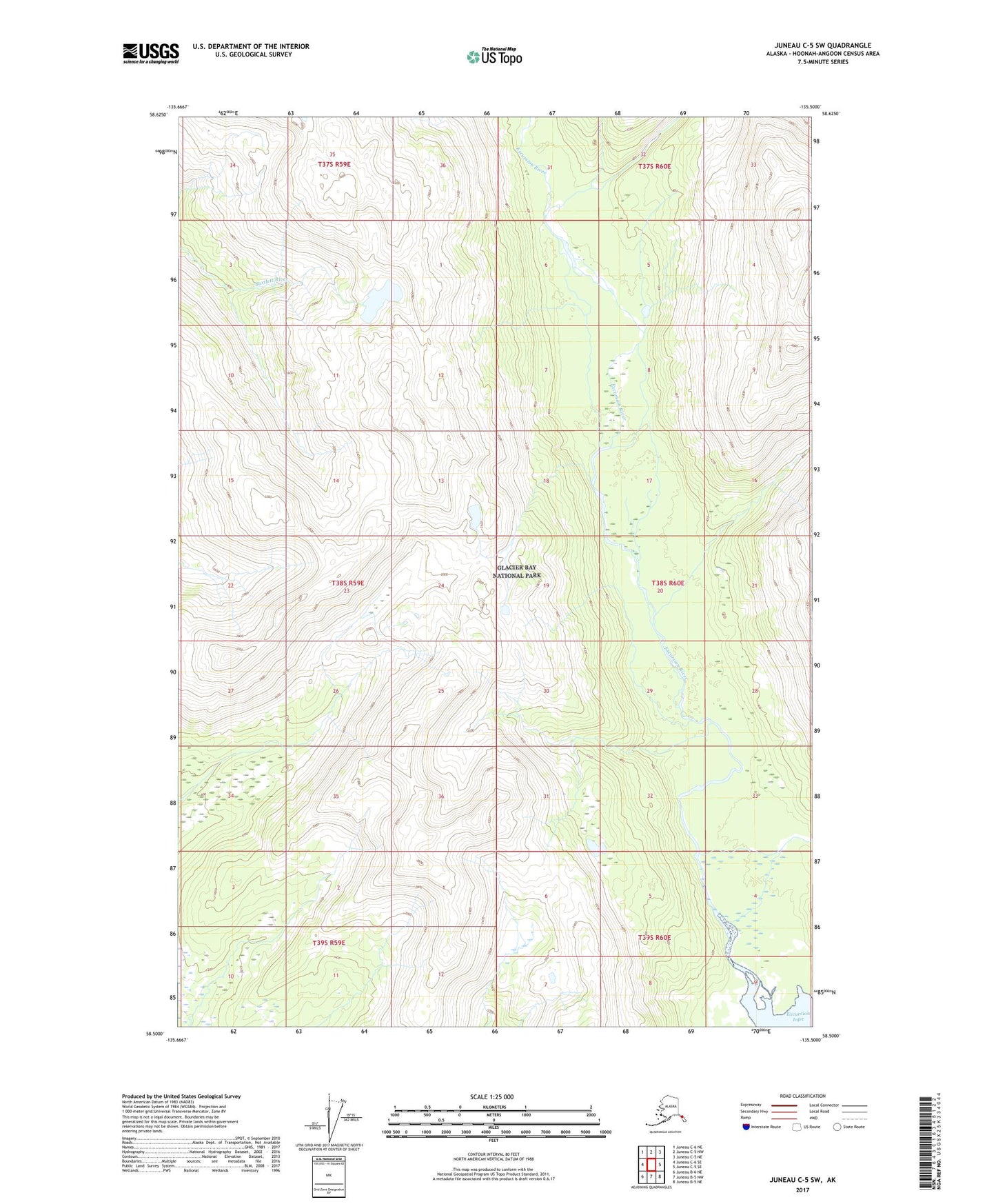 Juneau C-5 SW Alaska US Topo Map Image