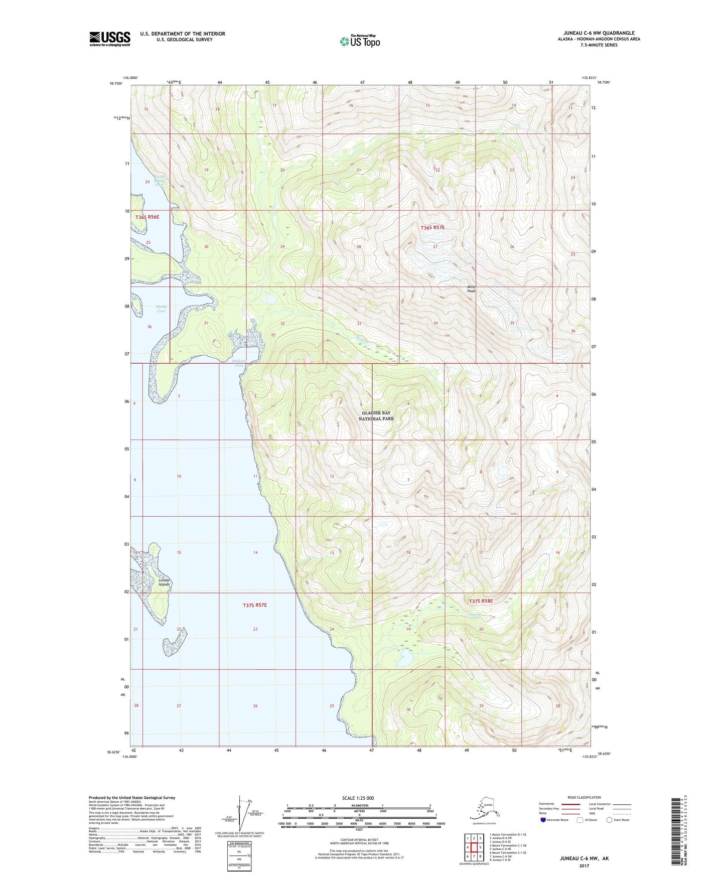 Juneau C-6 NW Alaska US Topo Map Image