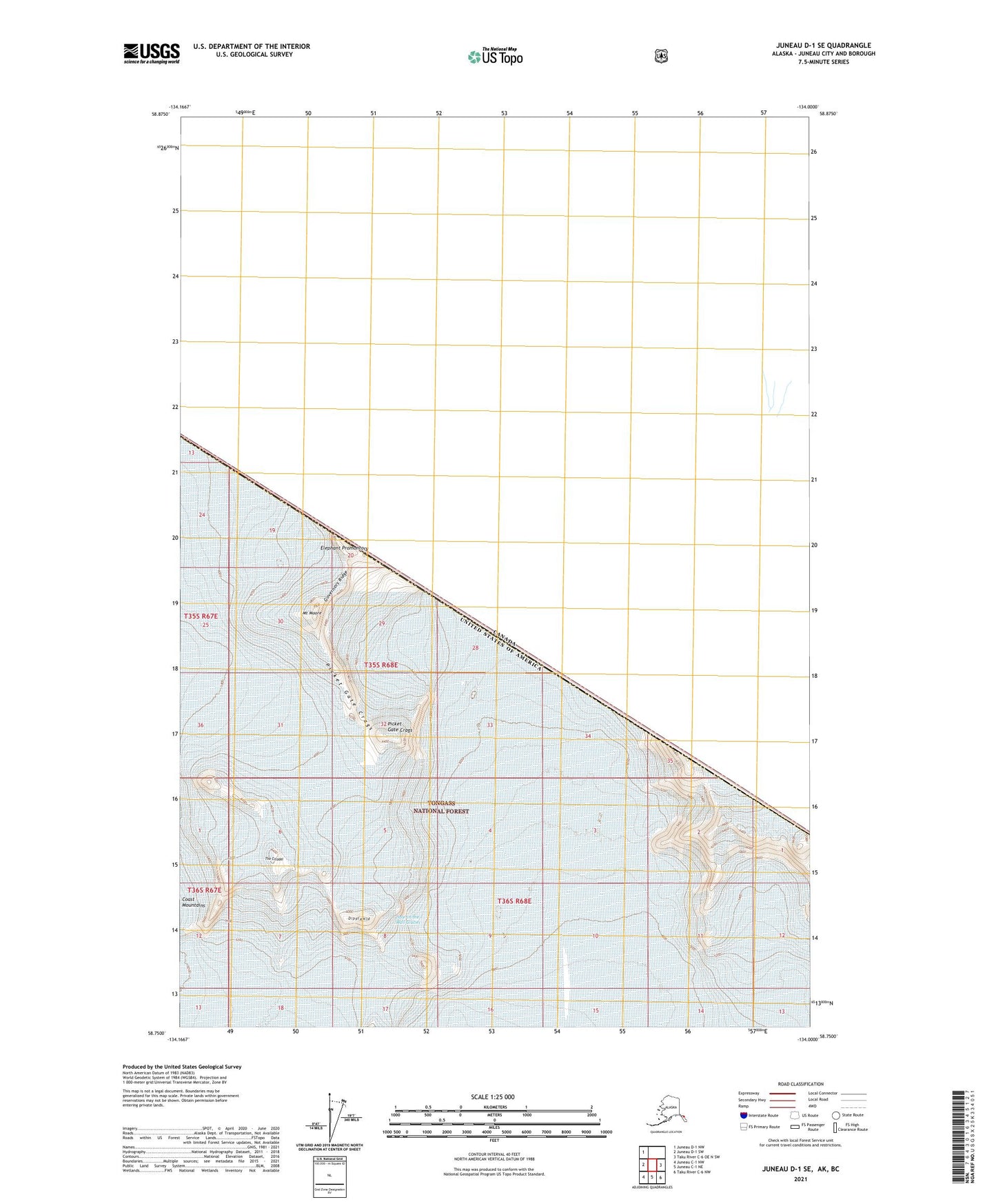 Juneau D-1 SE Alaska US Topo Map Image
