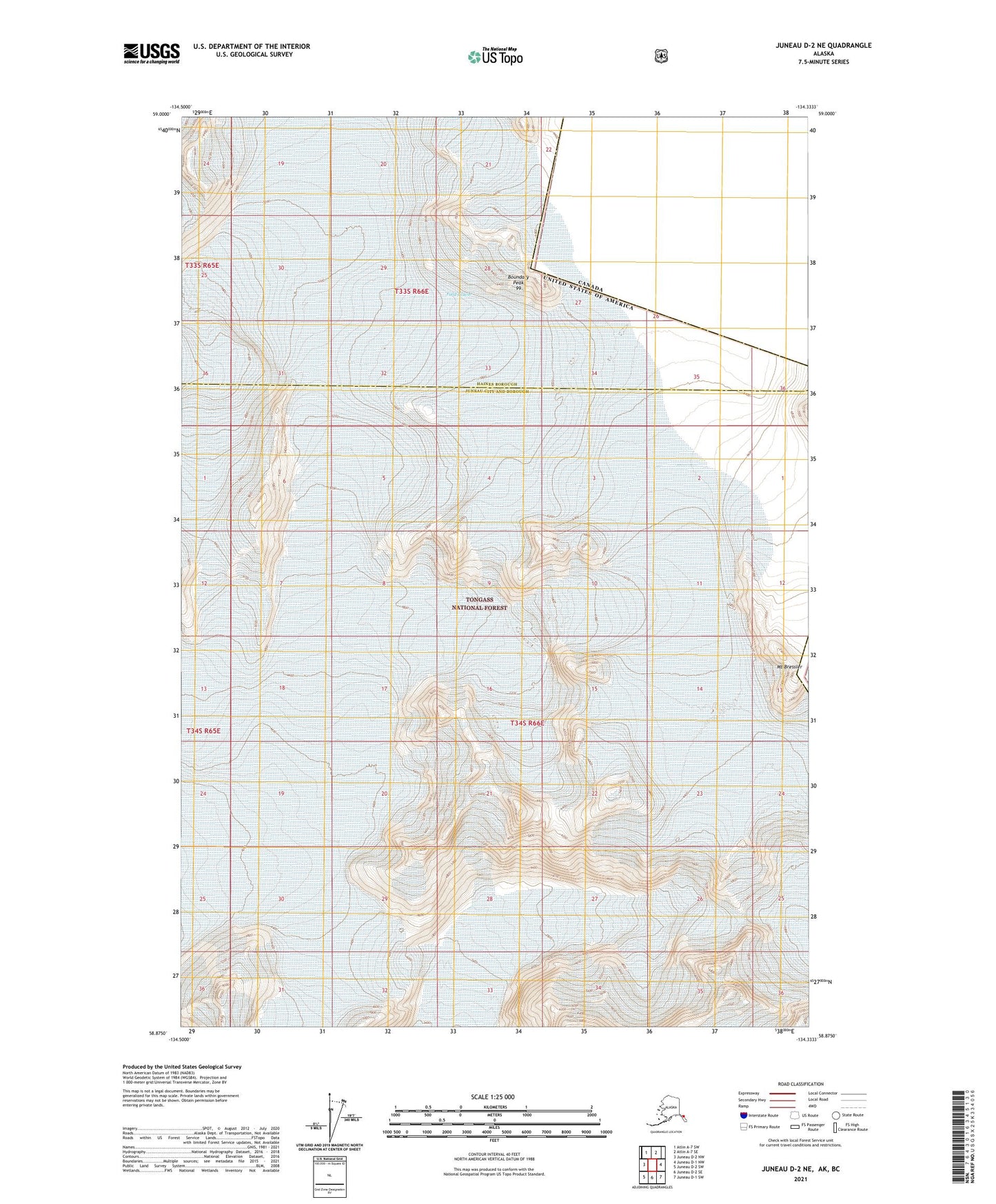 Juneau D-2 NE Alaska US Topo Map Image