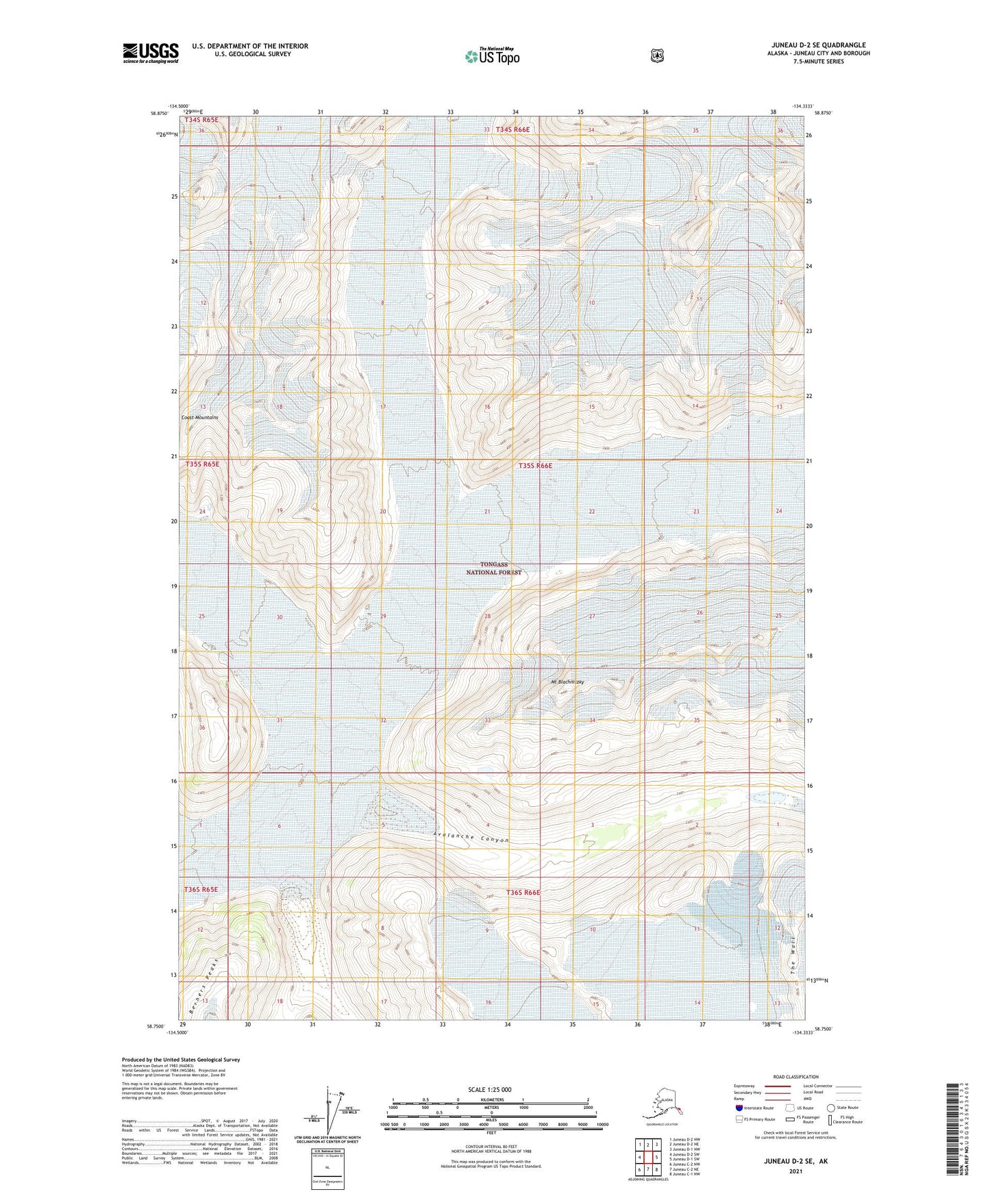 Juneau D-2 SE Alaska US Topo Map Image