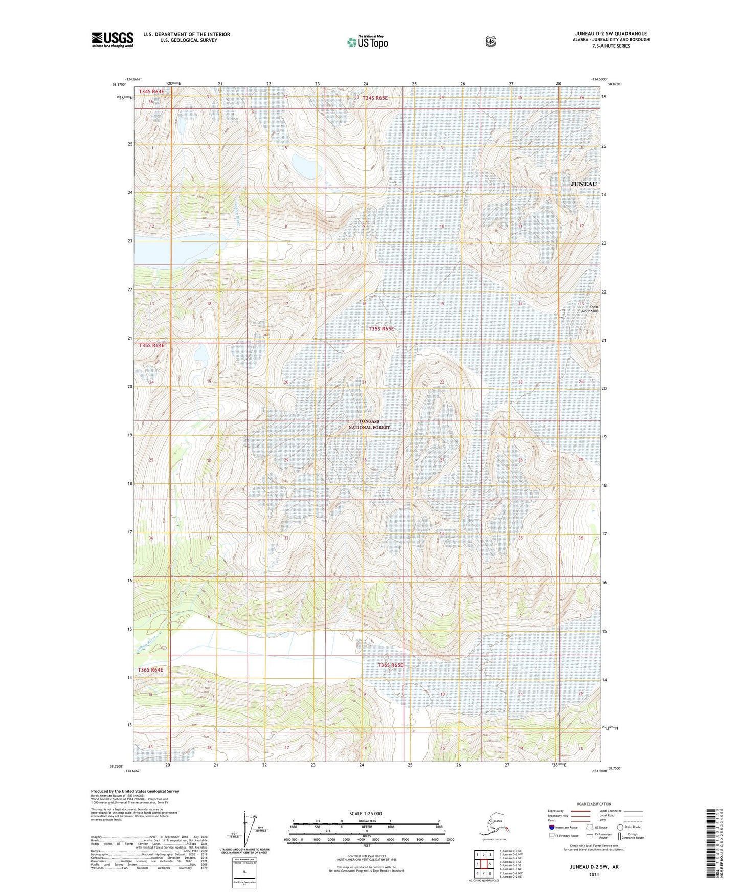Juneau D-2 SW Alaska US Topo Map Image