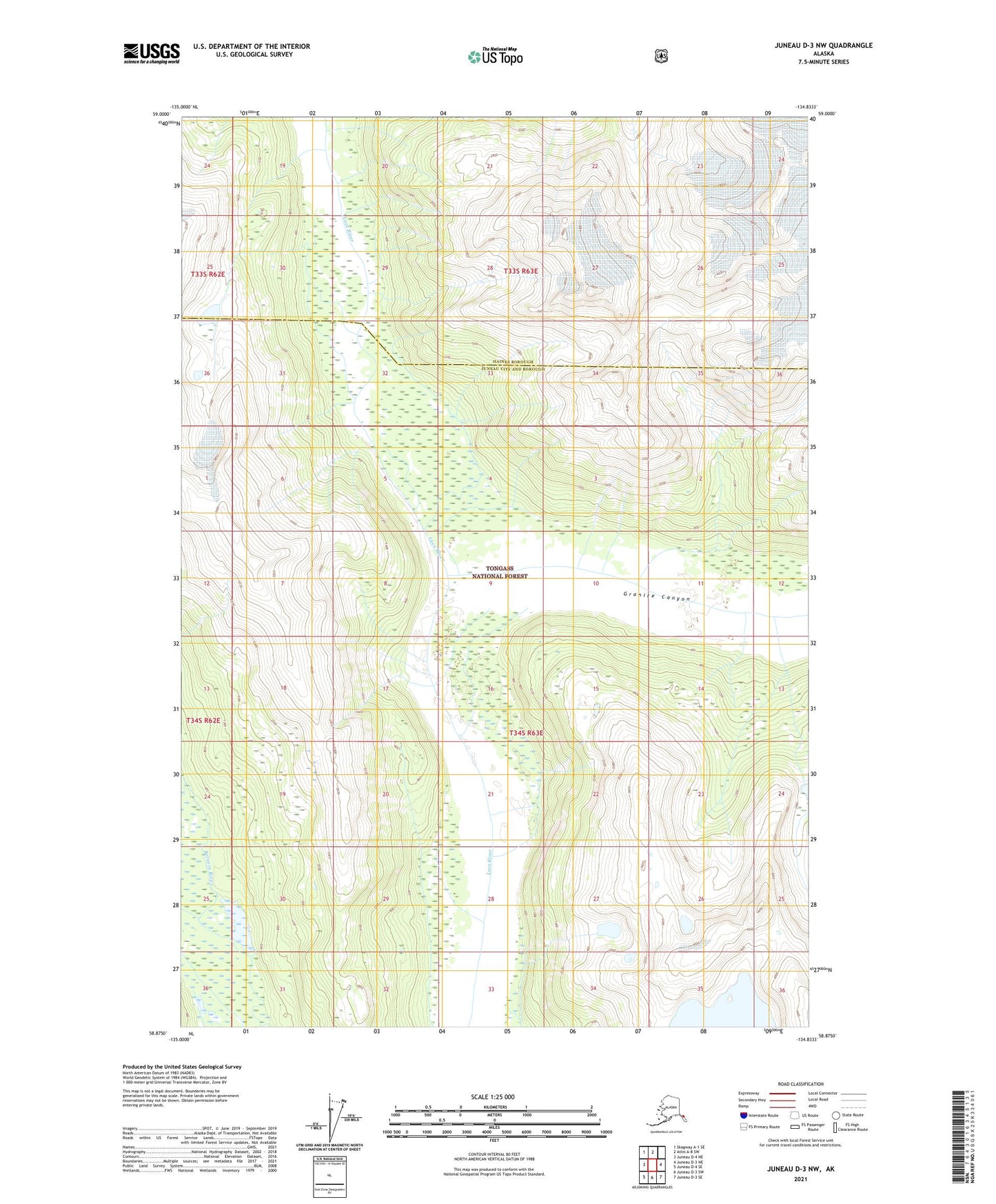Juneau D-3 NW Alaska US Topo Map Image