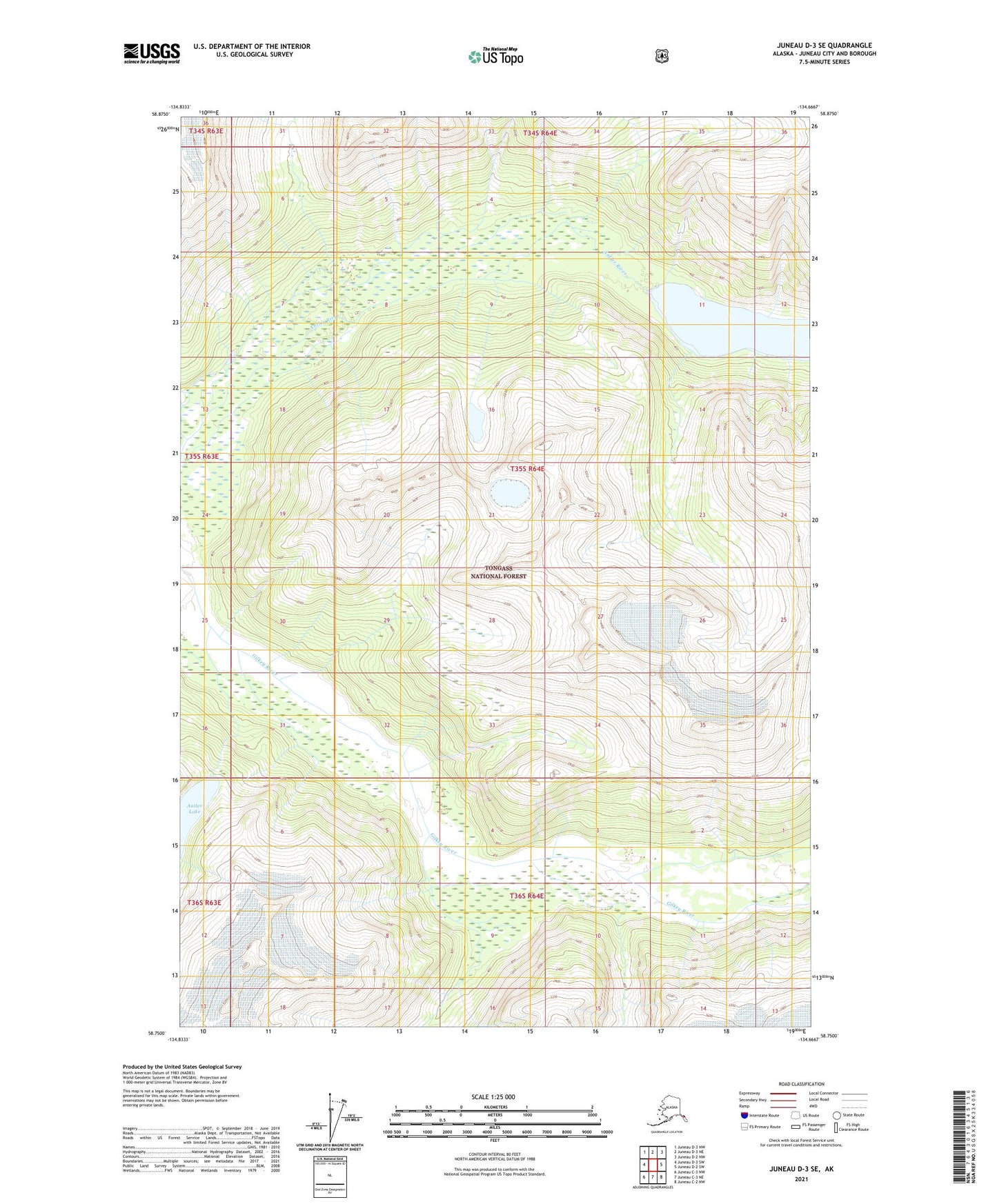 Juneau D-3 SE Alaska US Topo Map Image