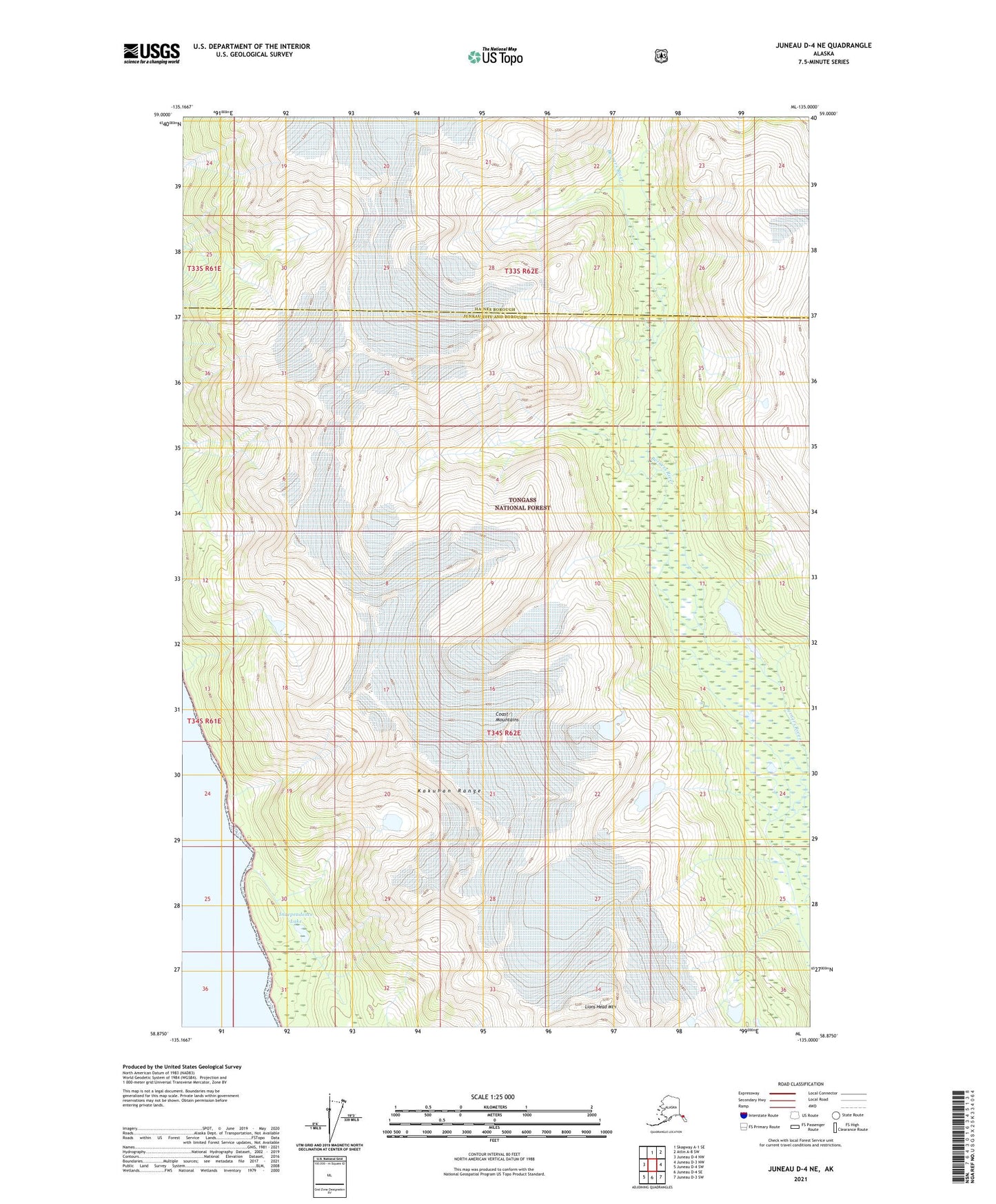 Juneau D-4 NE Alaska US Topo Map Image