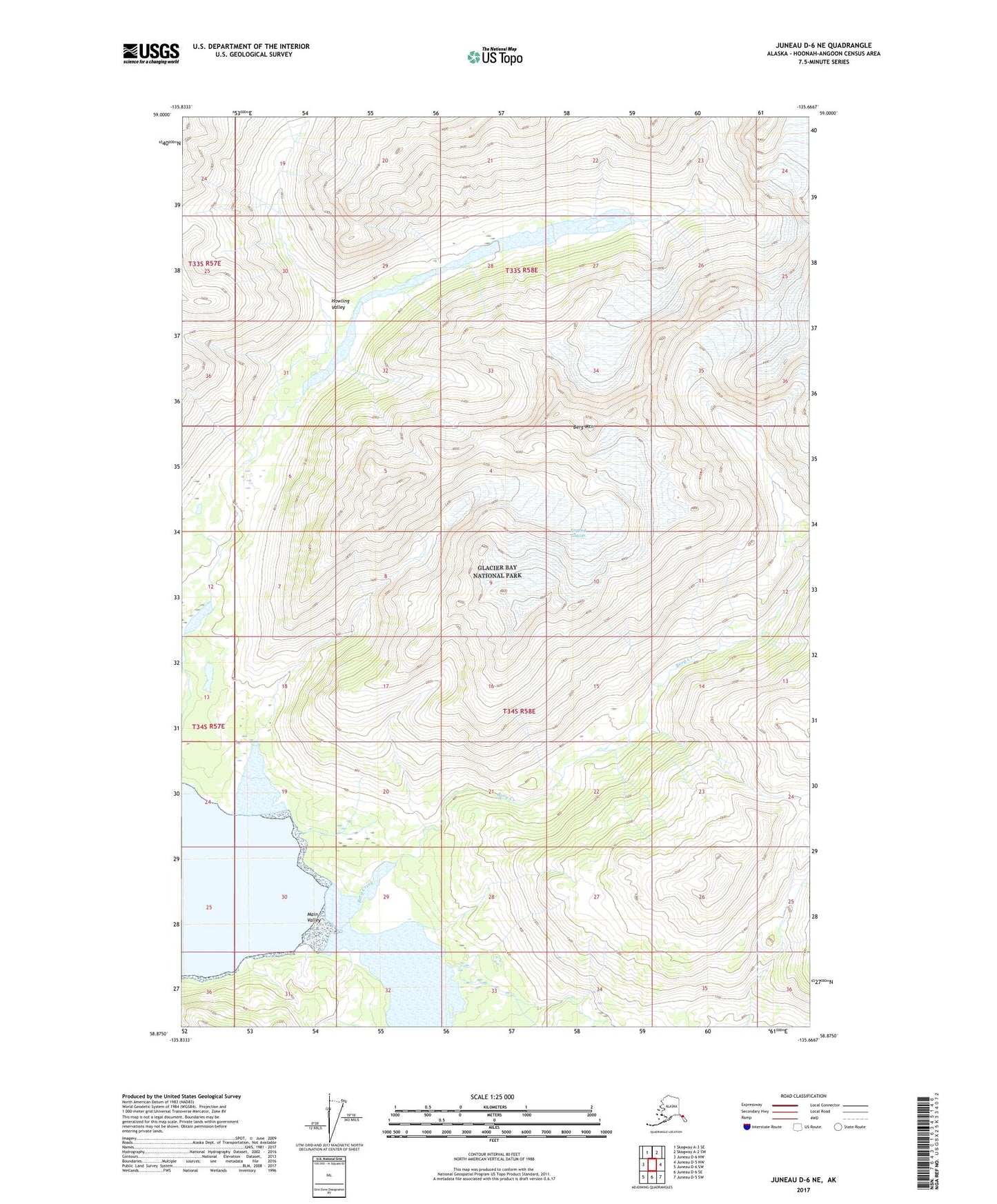 Juneau D-6 NE Alaska US Topo Map Image