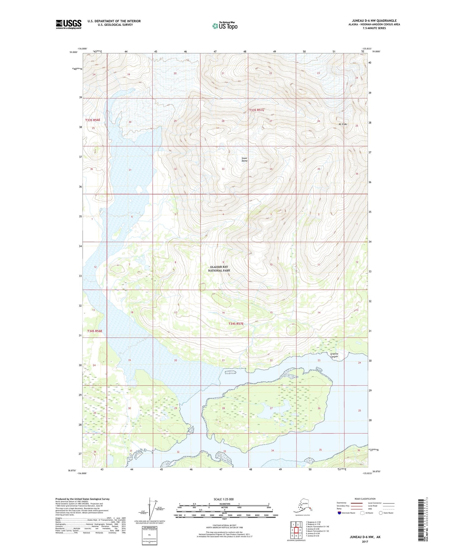 Juneau D-6 NW Alaska US Topo Map Image