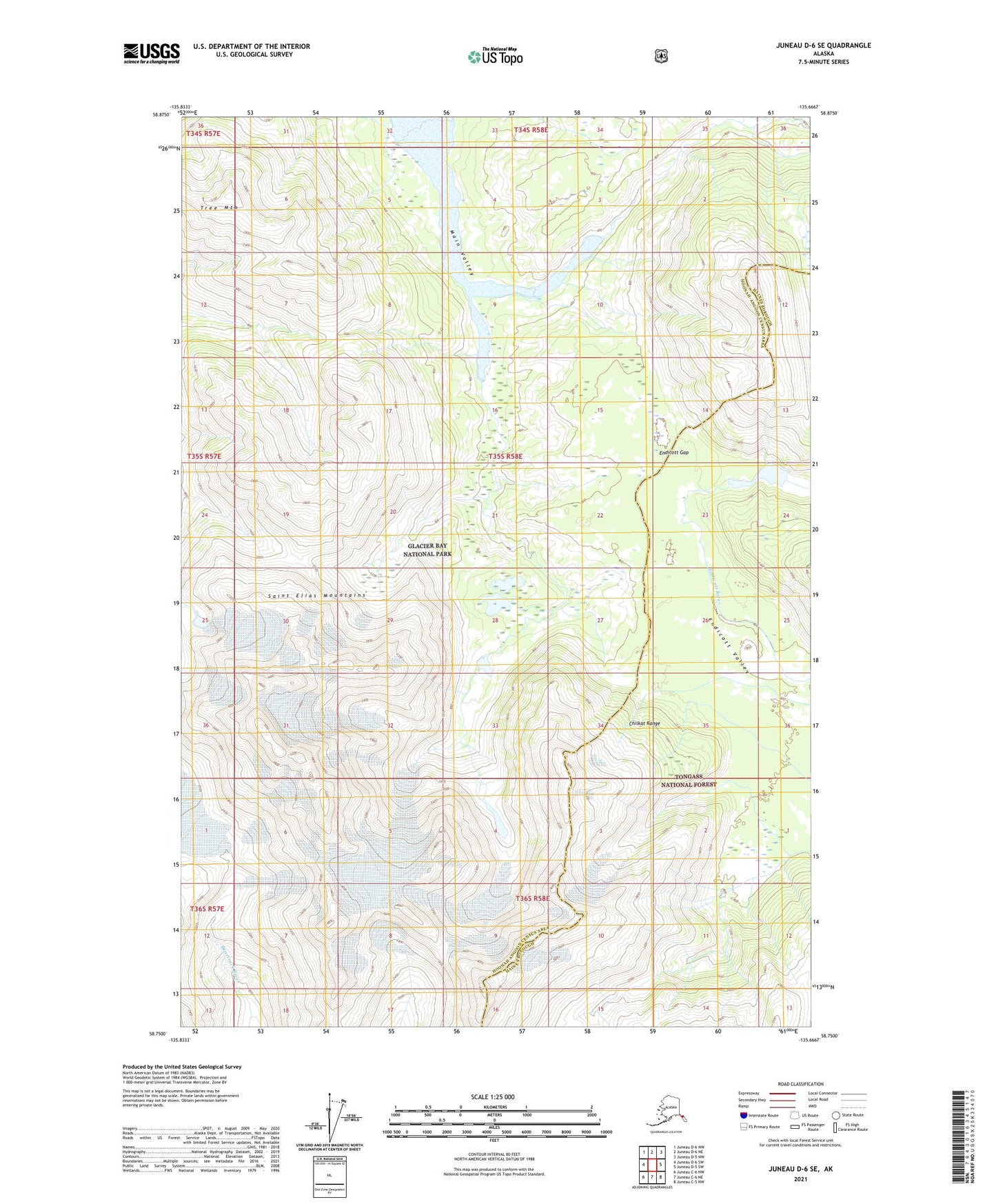 Juneau D-6 SE Alaska US Topo Map Image