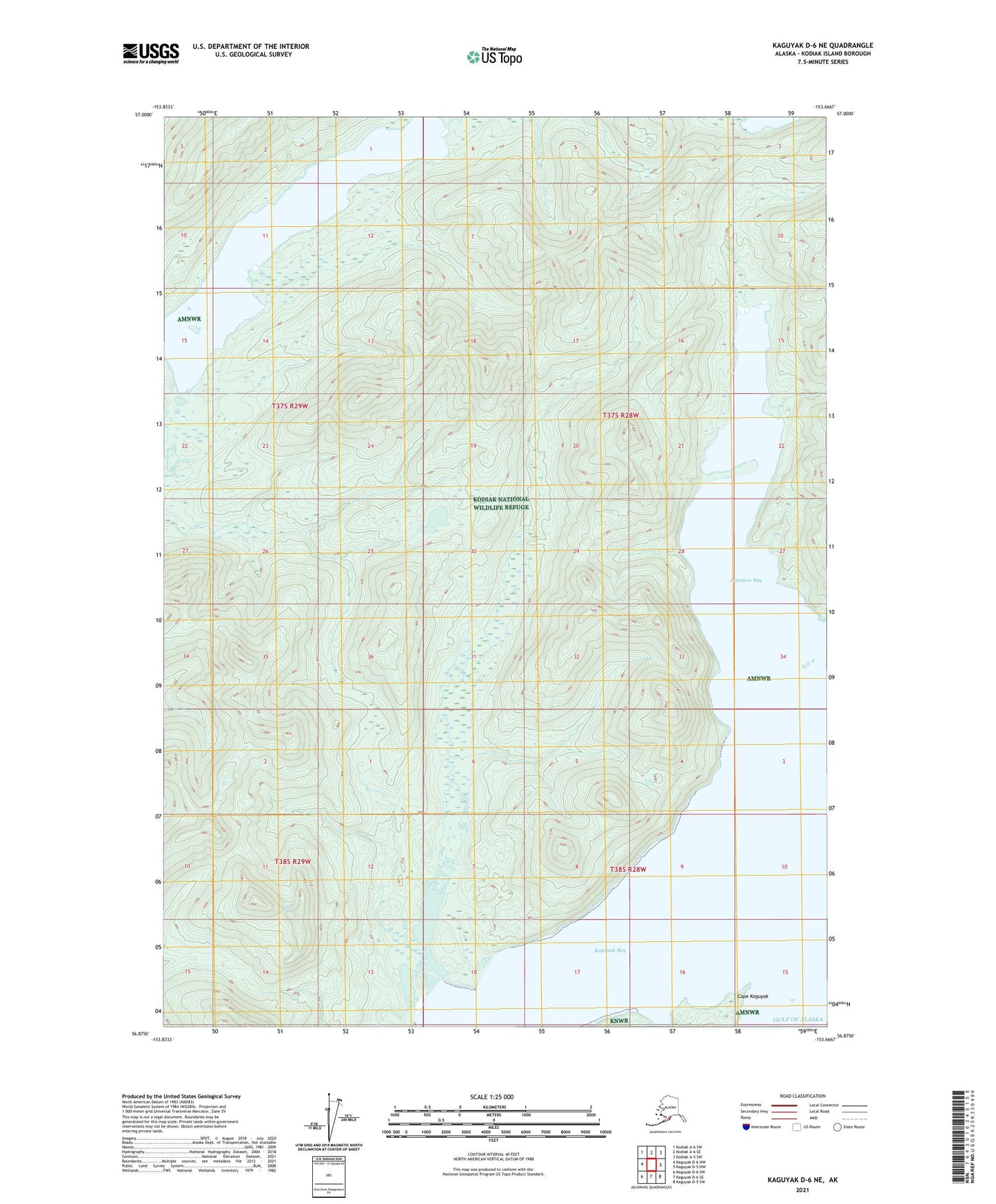 Kaguyak D-6 NE Alaska US Topo Map Image