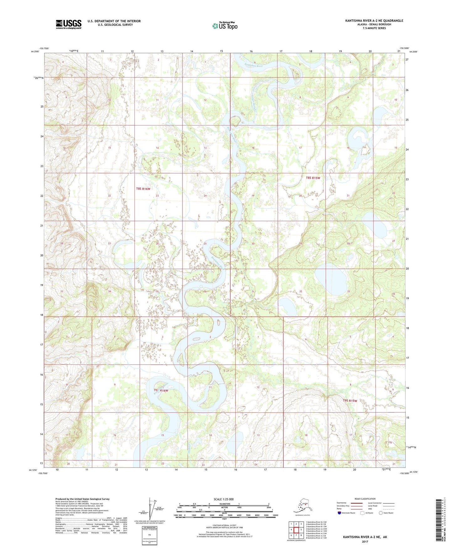 Kantishna River A-2 NE Alaska US Topo Map Image