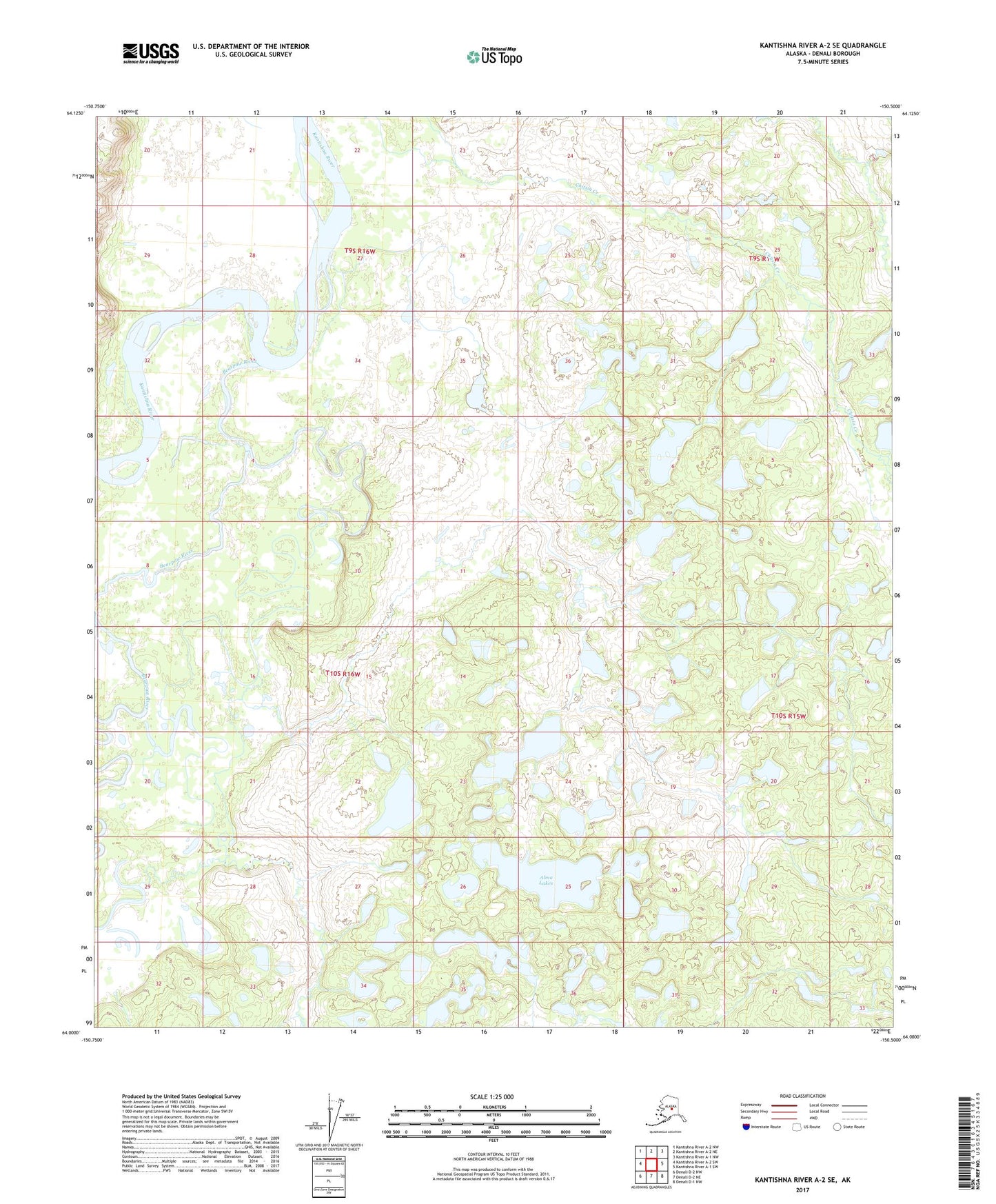 Kantishna River A-2 SE Alaska US Topo Map Image
