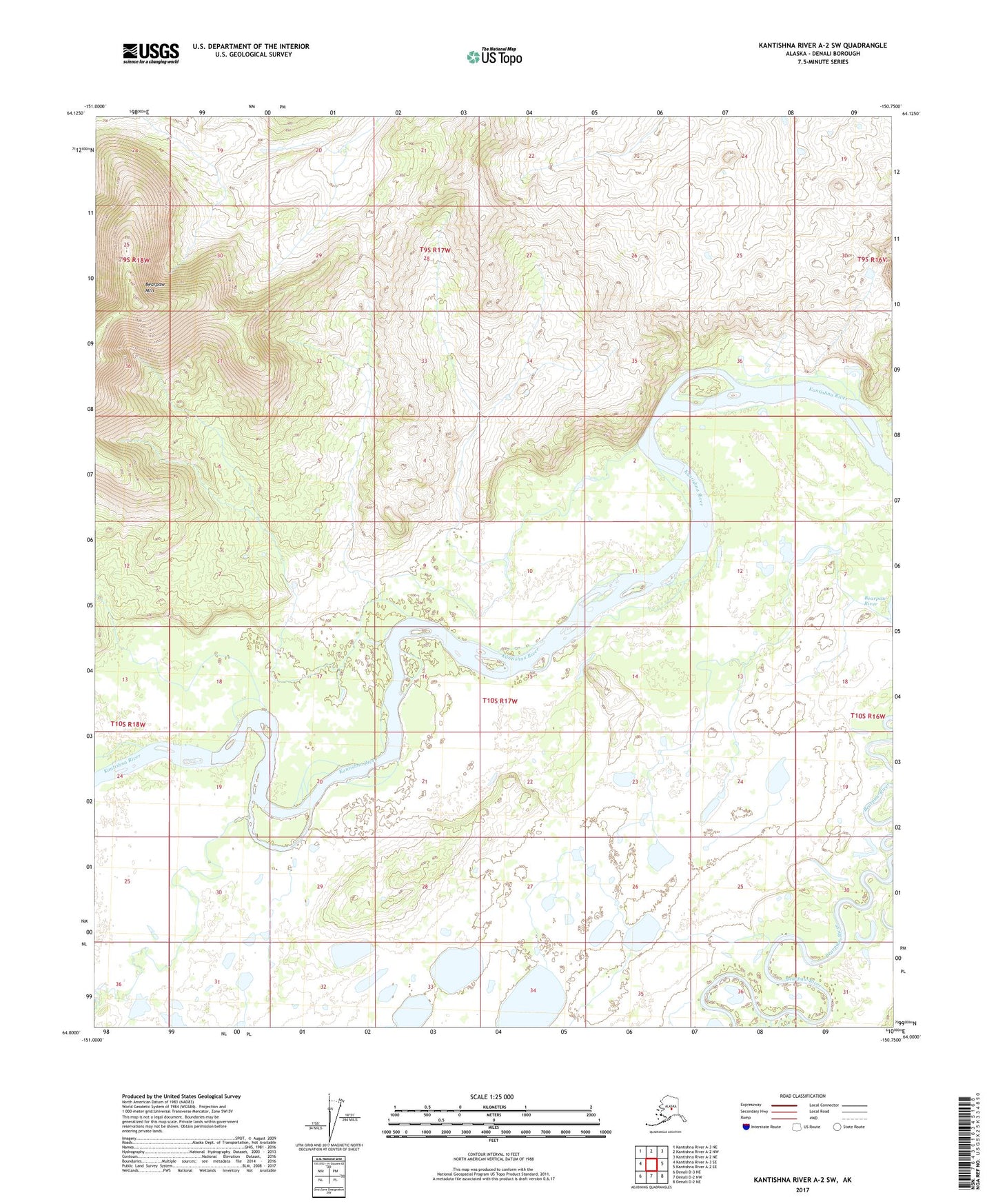 Kantishna River A-2 SW Alaska US Topo Map Image
