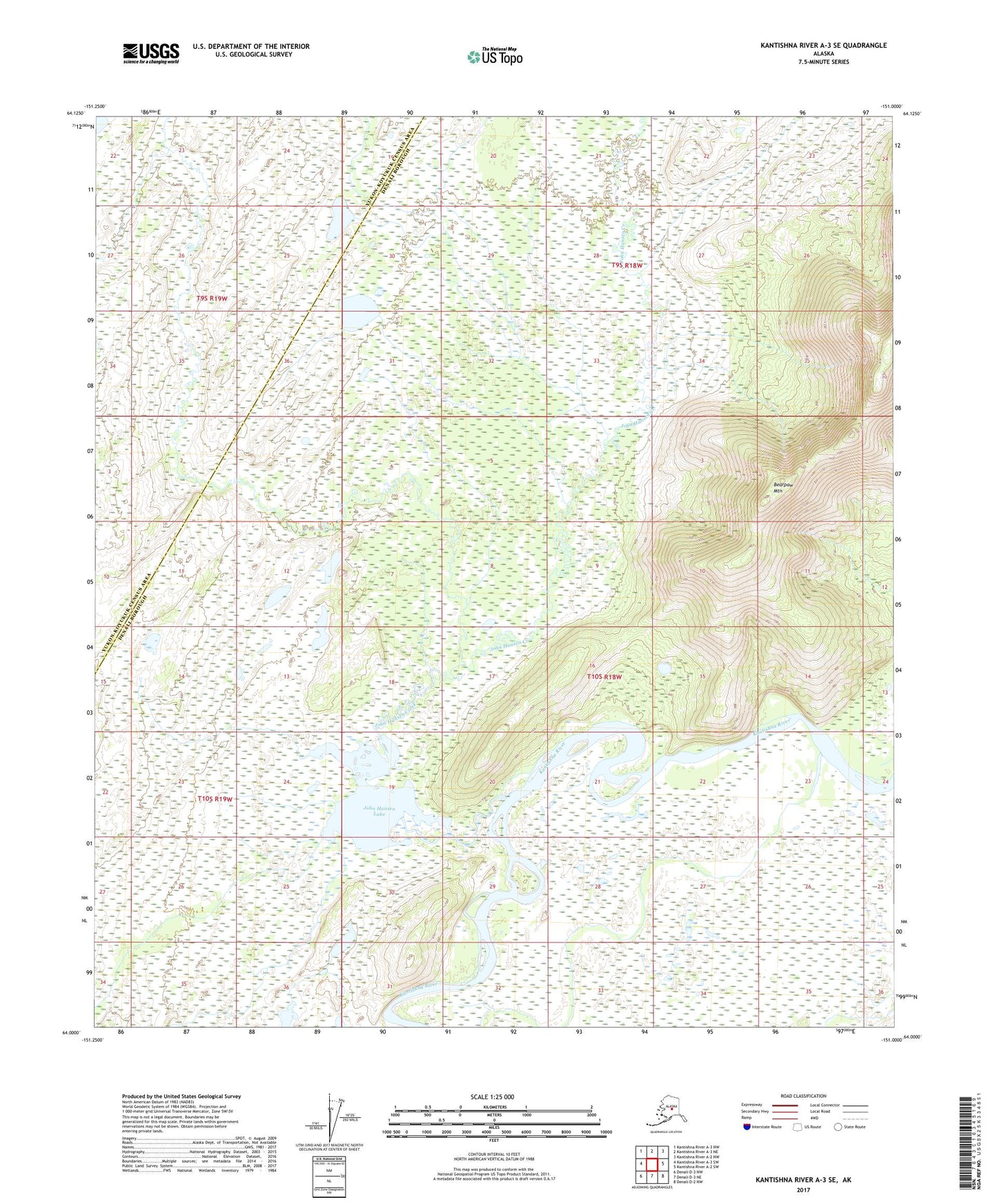 Kantishna River A-3 SE Alaska US Topo Map Image