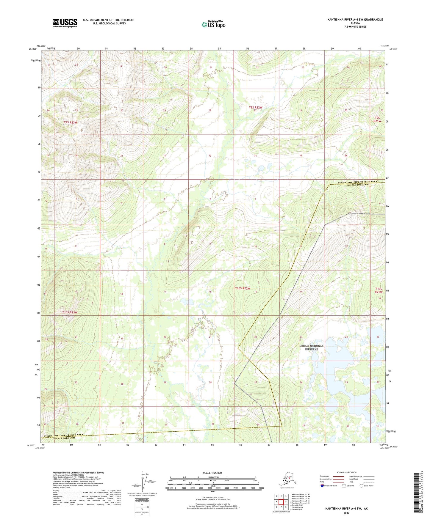 Kantishna River A-4 SW Alaska US Topo Map Image