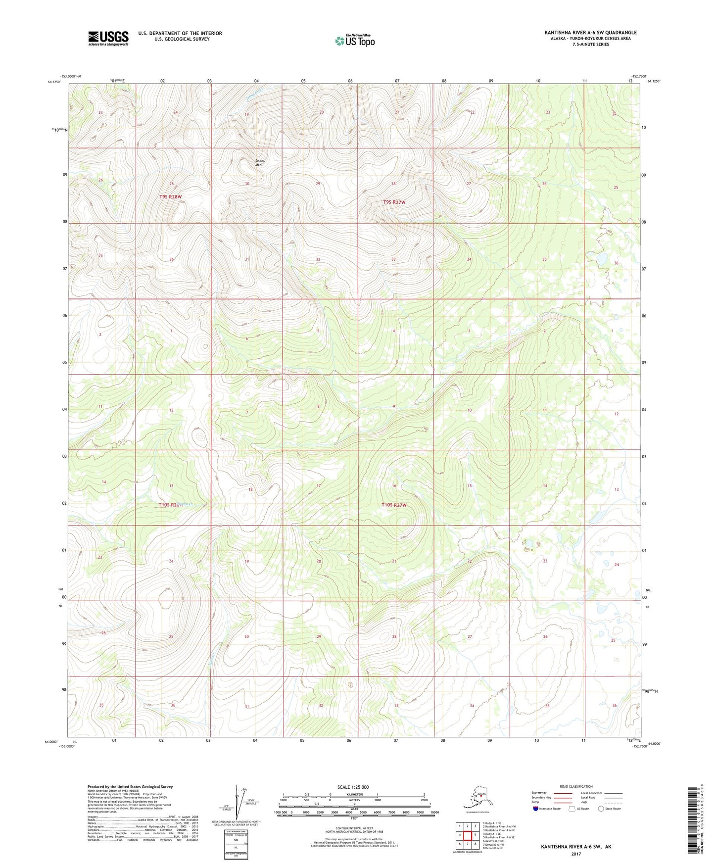 Kantishna River A-6 SW Alaska US Topo Map Image