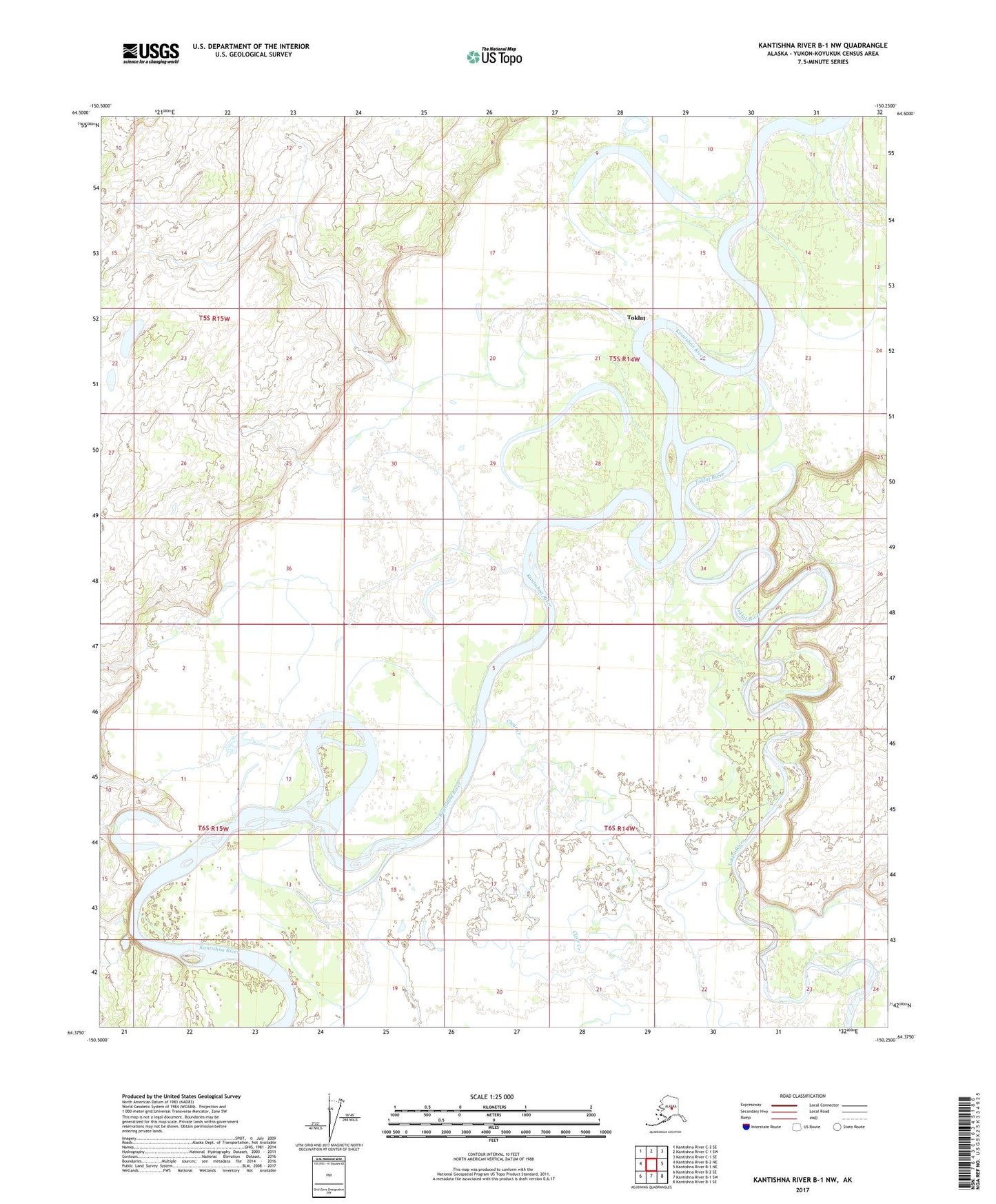 Kantishna River B-1 NW Alaska US Topo Map Image