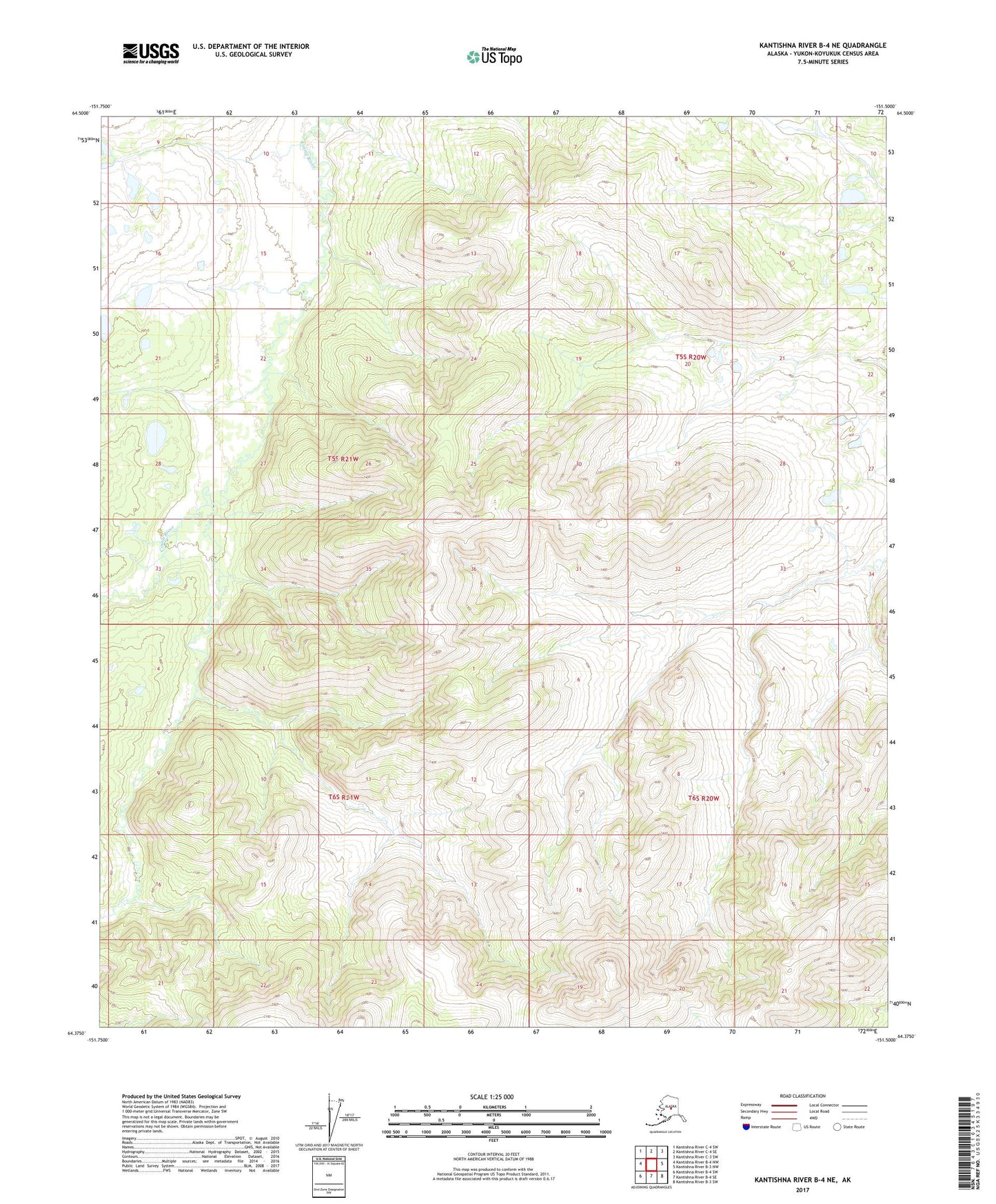 Kantishna River B-4 NE Alaska US Topo Map Image