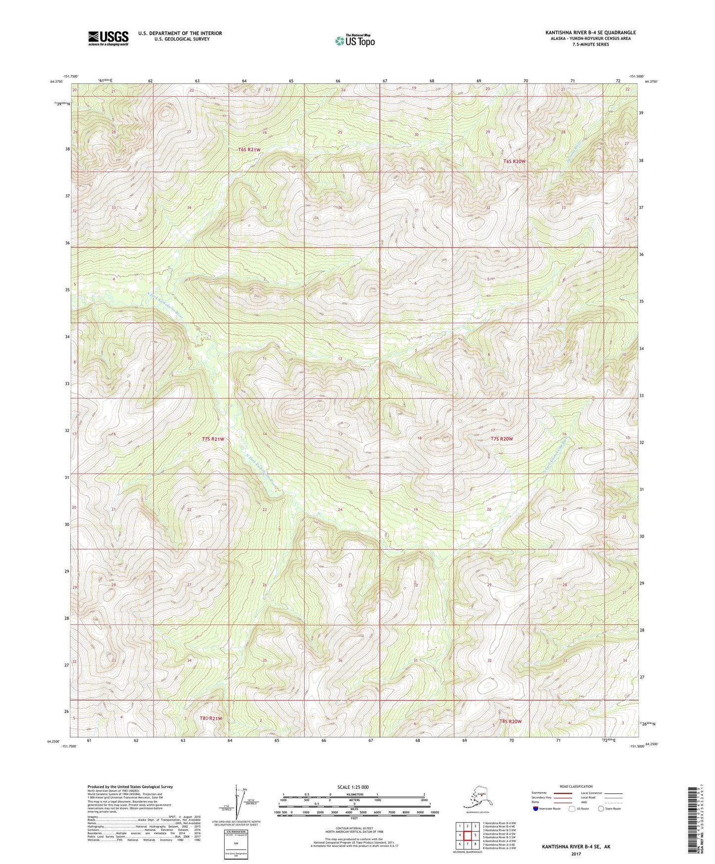 Kantishna River B-4 SE Alaska US Topo Map Image