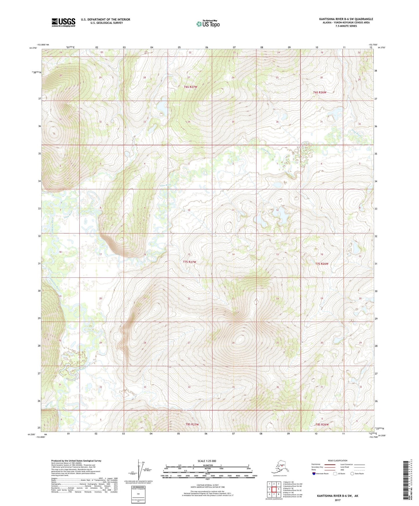 Kantishna River B-6 SW Alaska US Topo Map Image