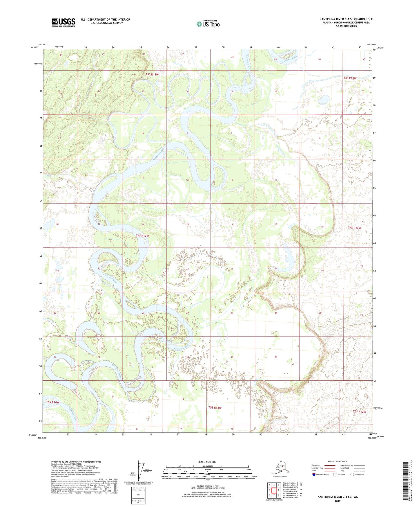 Kantishna River C-1 SE Alaska US Topo Map Image