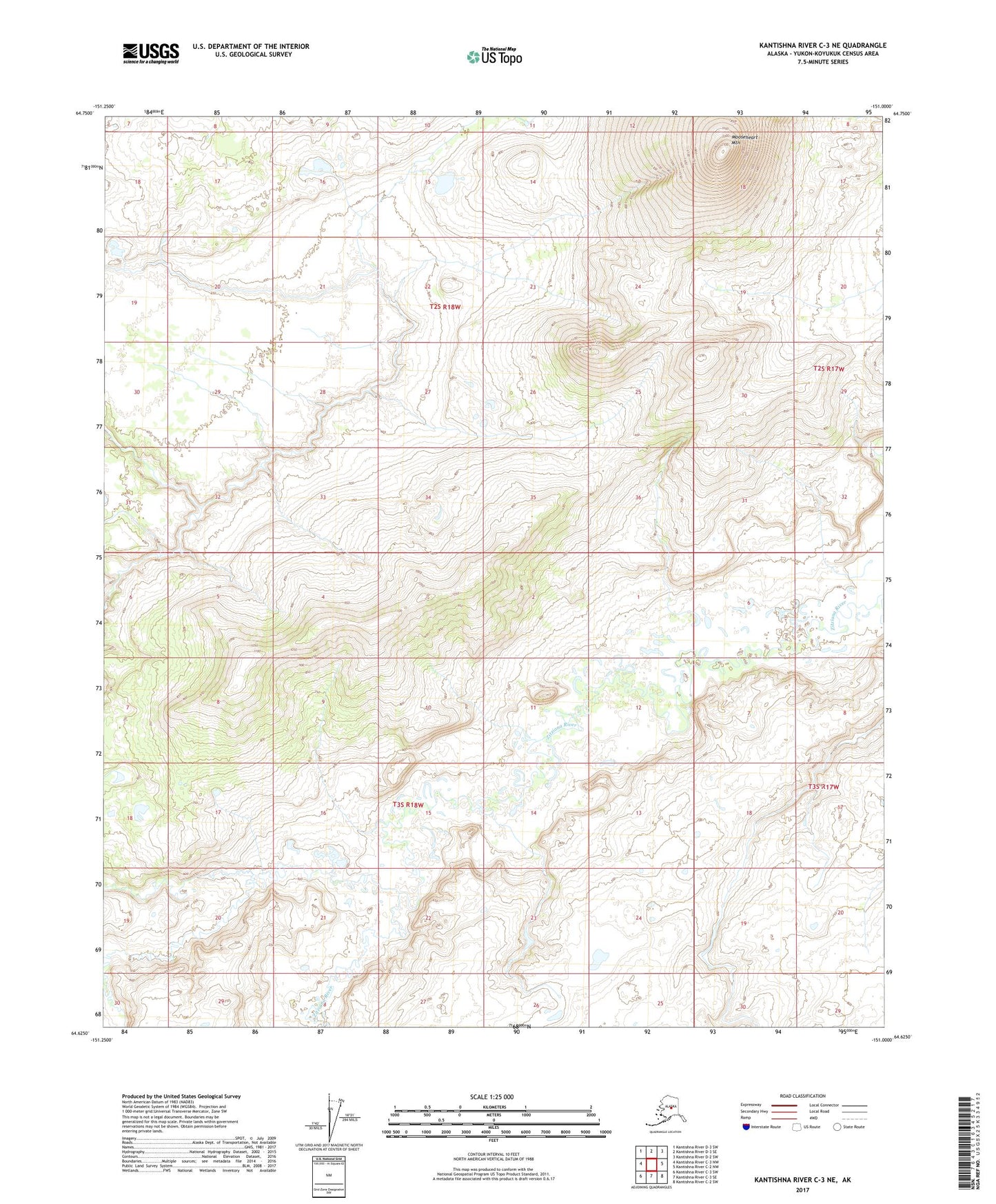 Kantishna River C-3 NE Alaska US Topo Map Image
