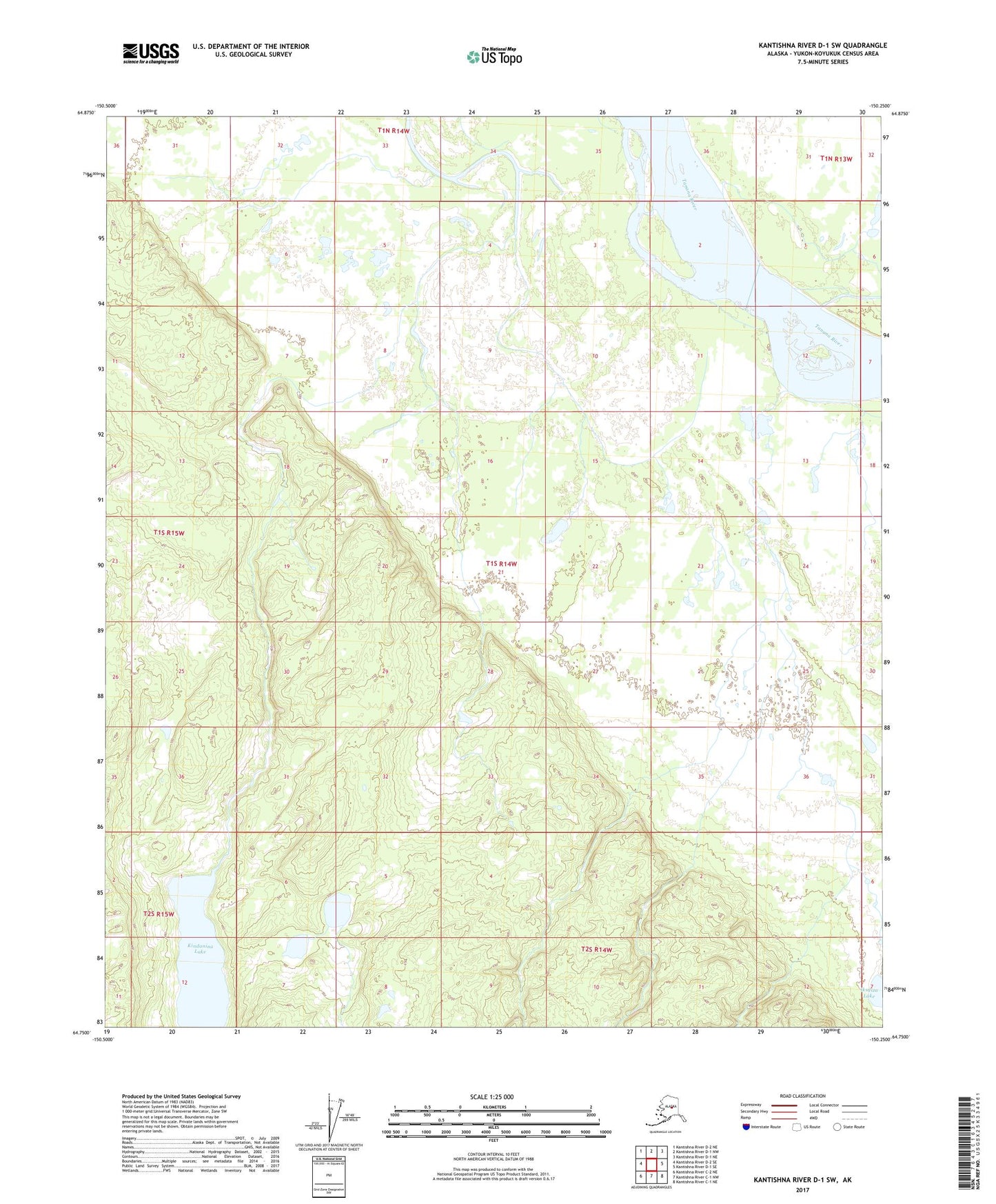 Kantishna River D-1 SW Alaska US Topo Map Image