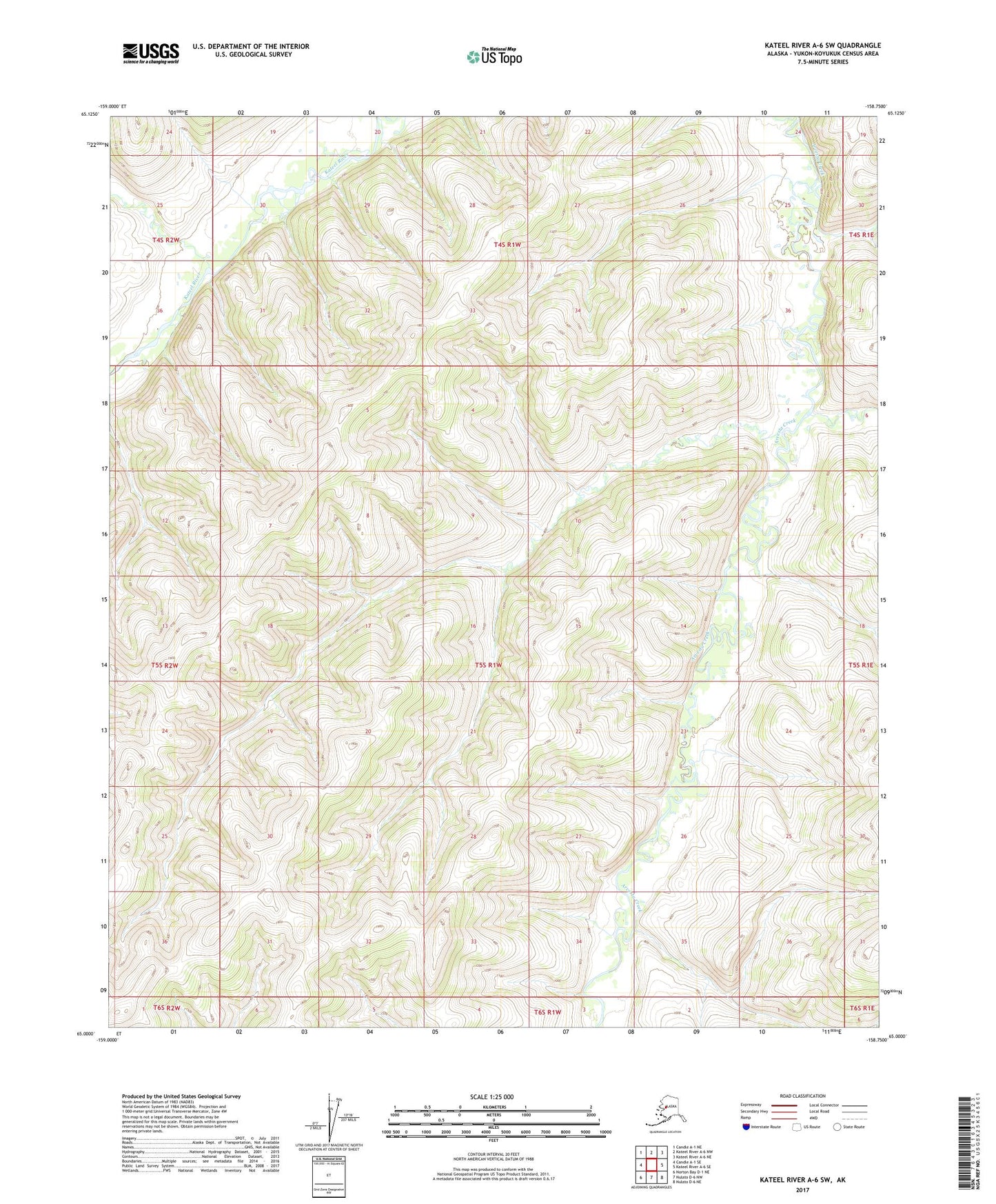 Kateel River A-6 SW Alaska US Topo Map Image