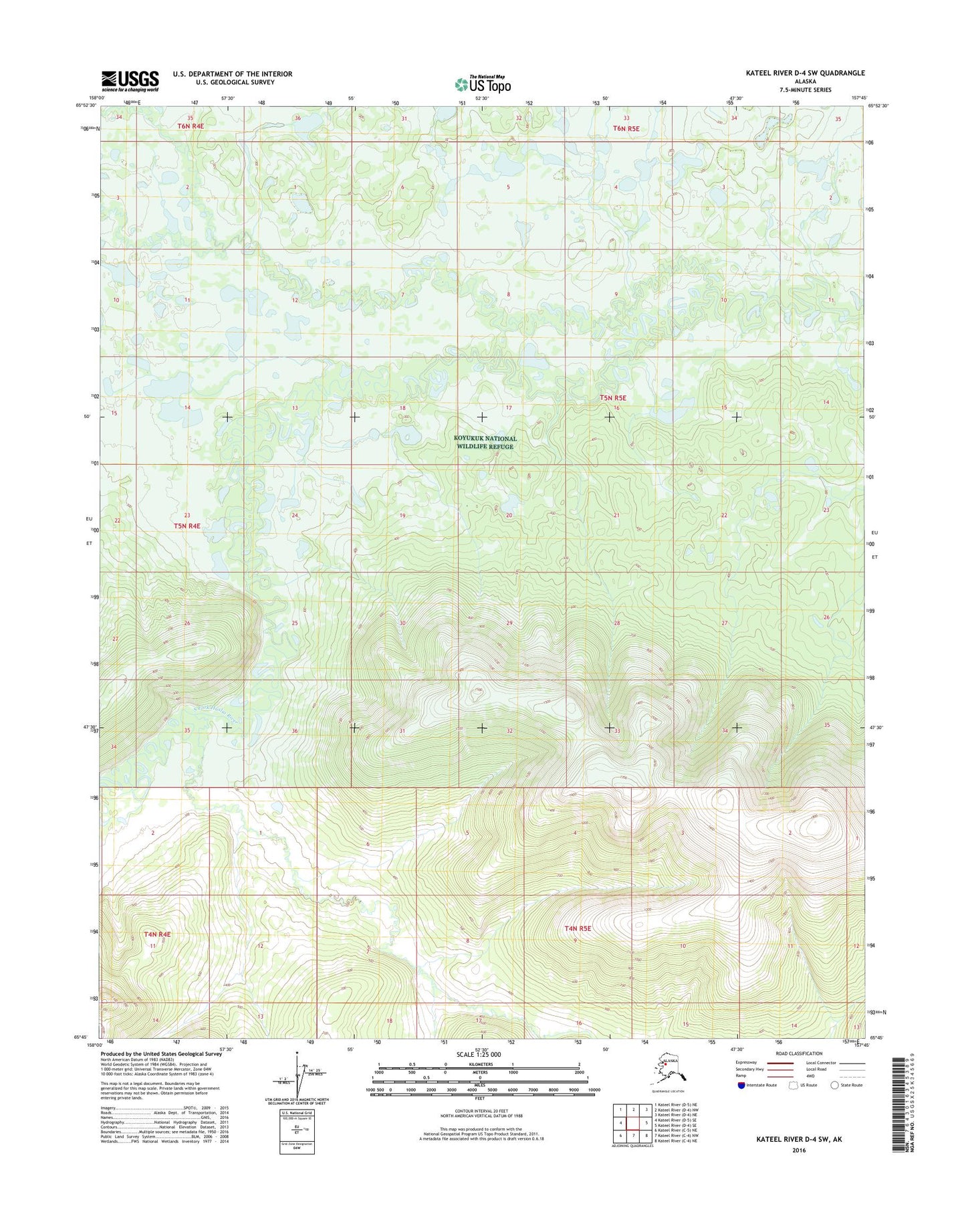 Kateel River D-4 SW Alaska US Topo Map Image