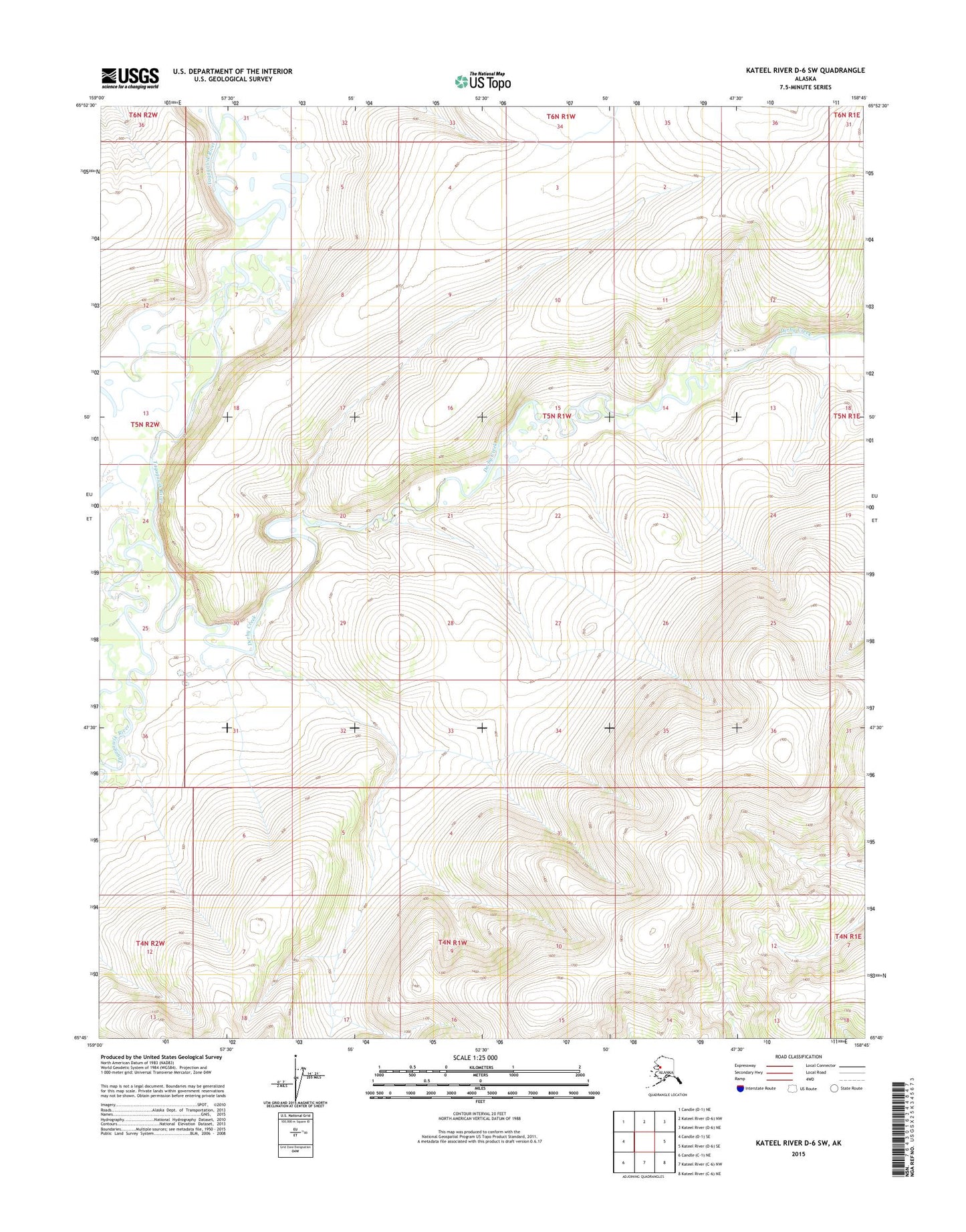 Kateel River D-6 SW Alaska US Topo Map Image