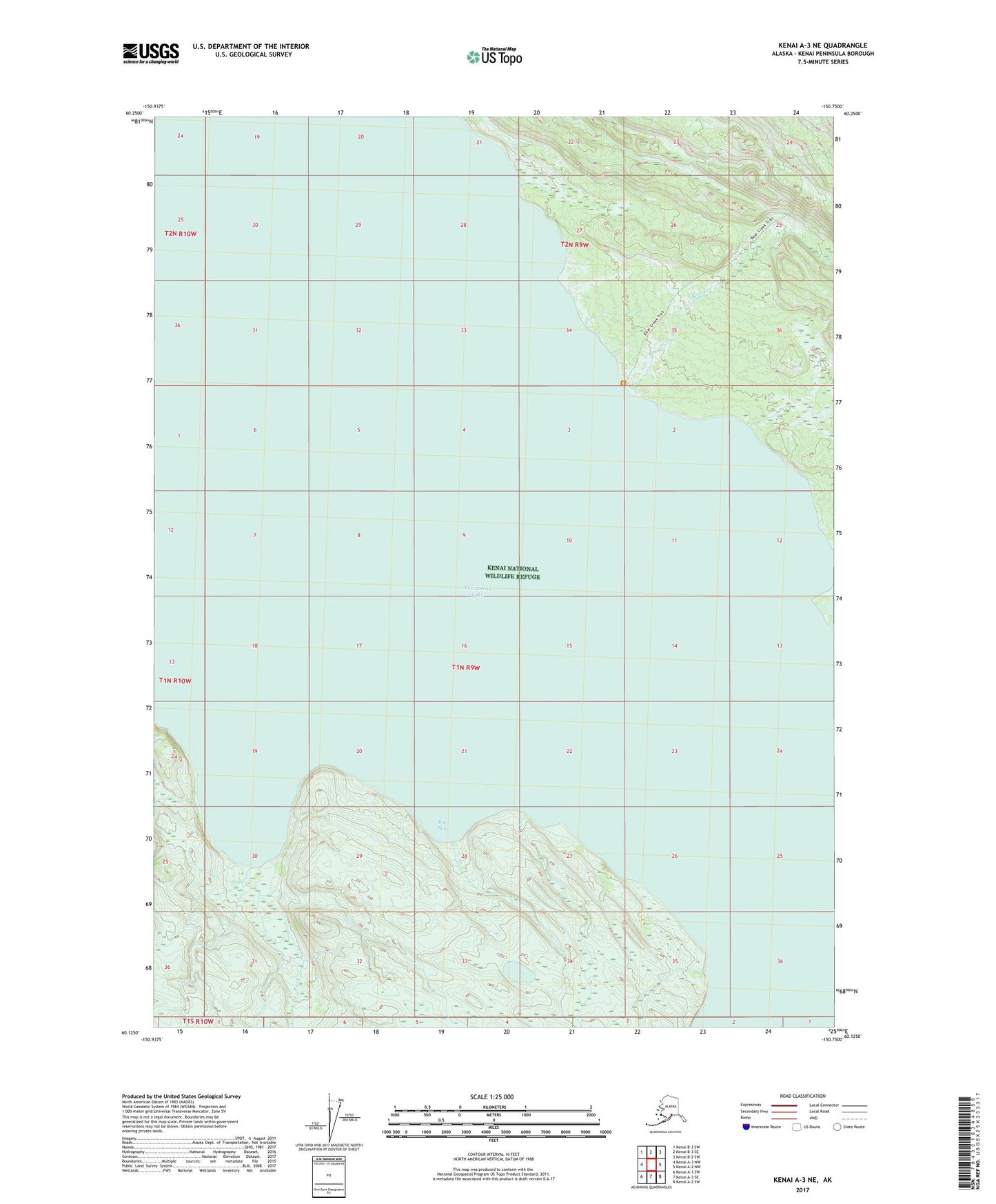 Kenai A-3 NE Alaska US Topo Map Image