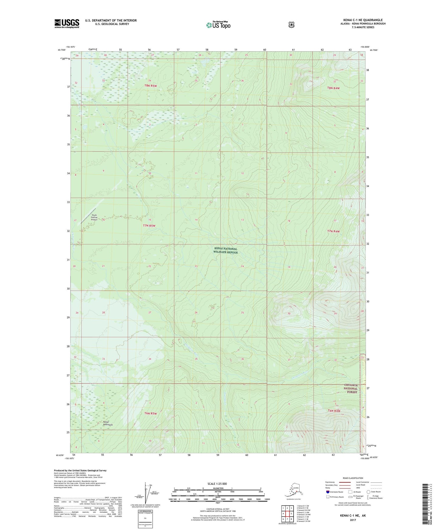 Kenai C-1 NE Alaska US Topo Map Image