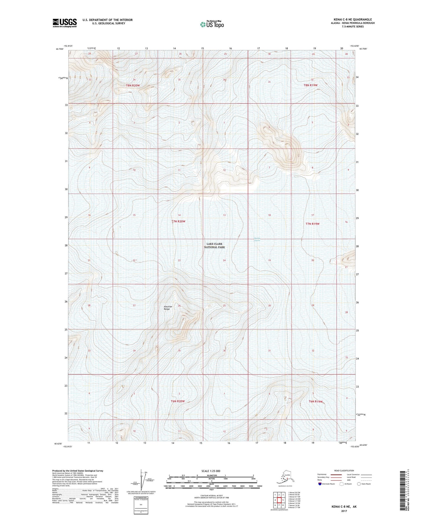 Kenai C-8 NE Alaska US Topo Map Image
