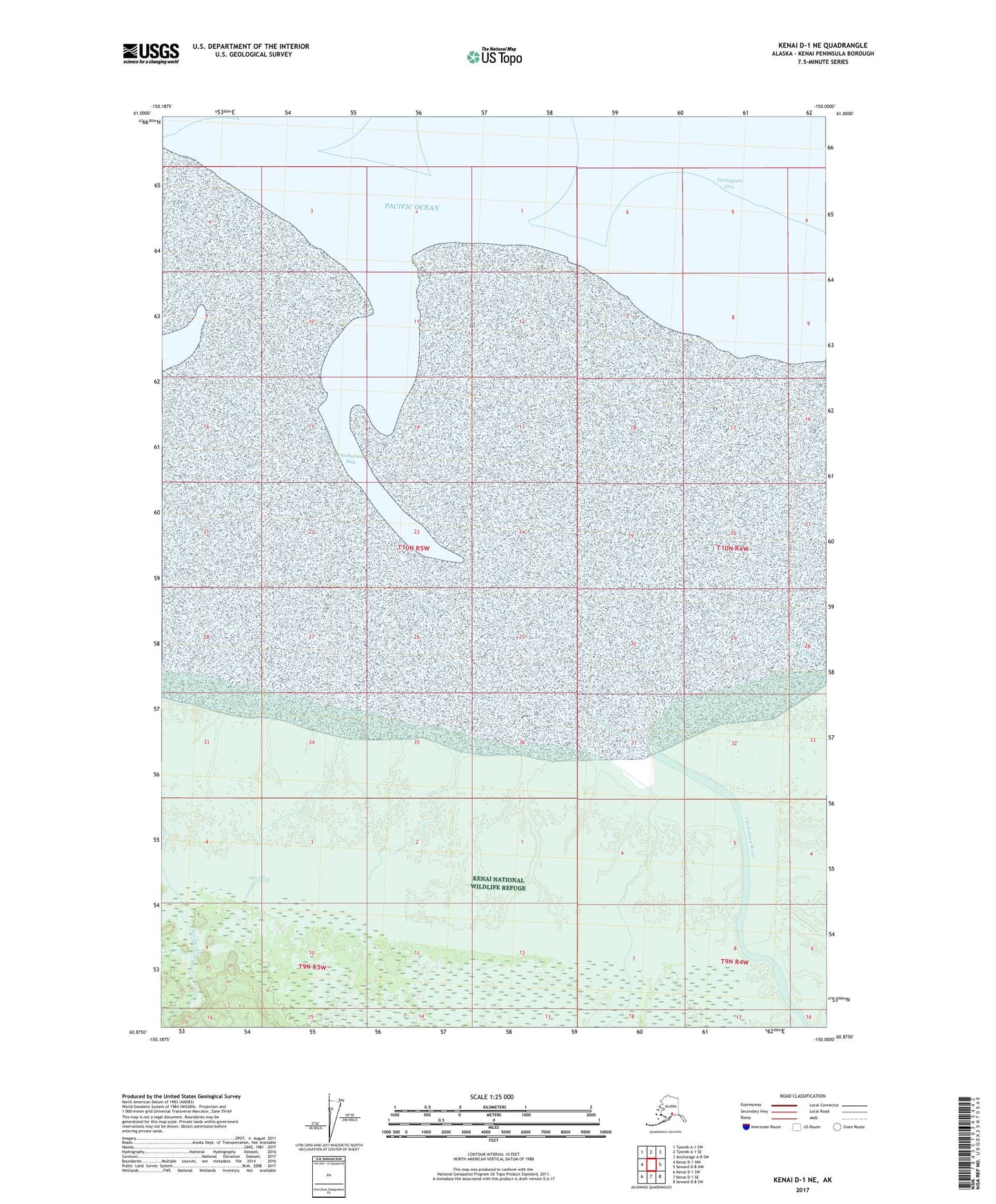 Kenai D-1 NE Alaska US Topo Map Image