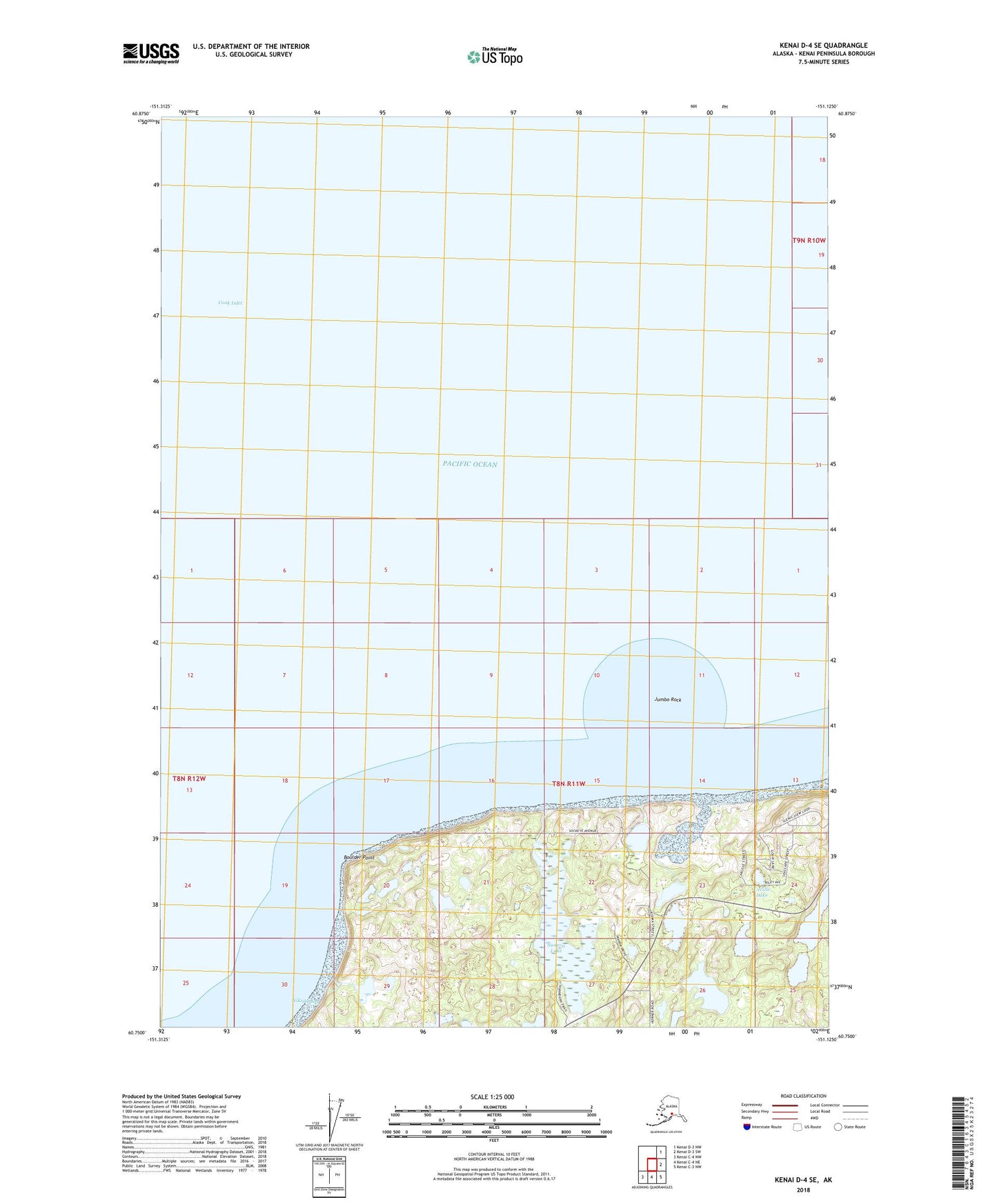 Kenai D-4 SE Alaska US Topo Map Image