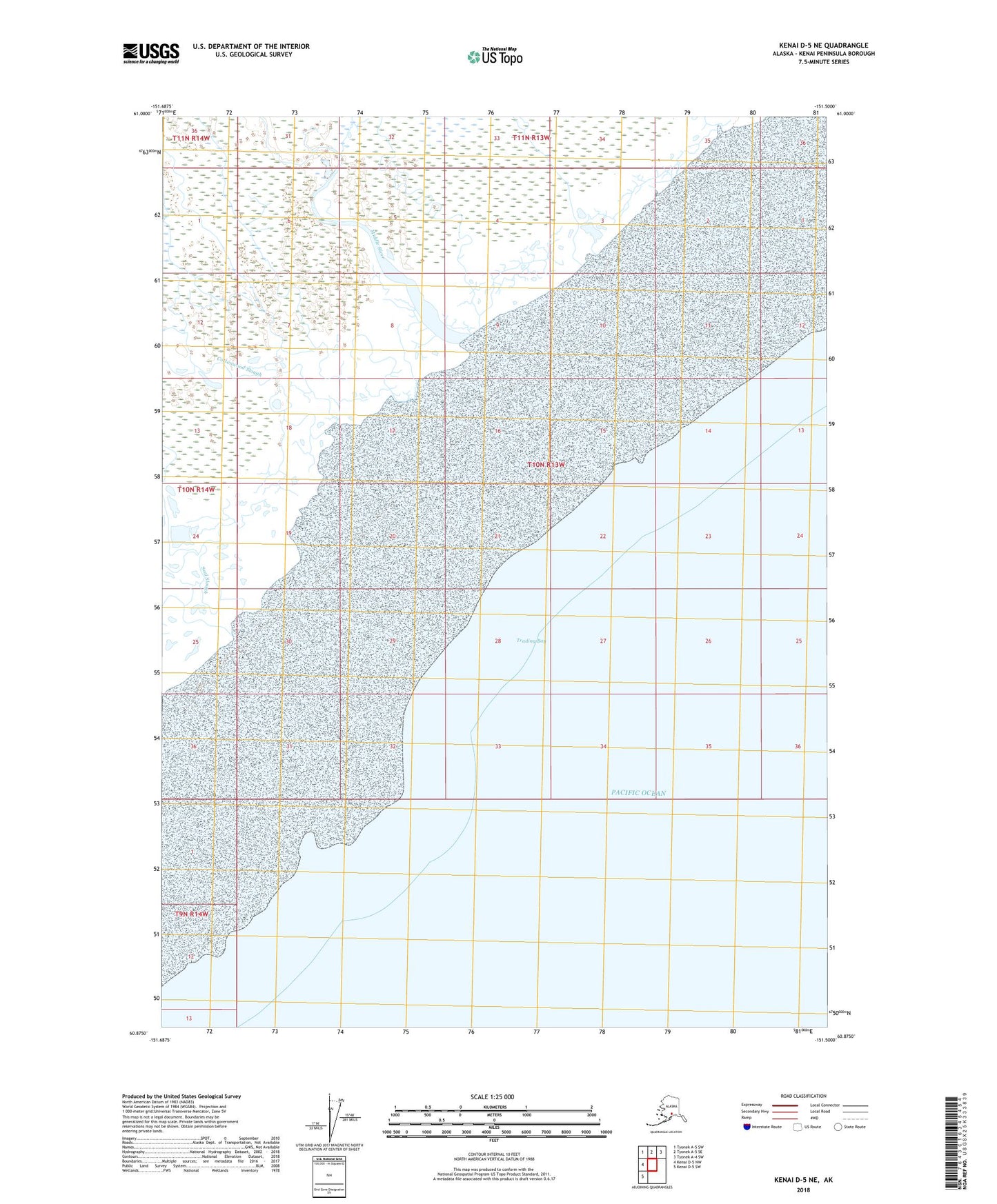 Kenai D-5 NE Alaska US Topo Map Image