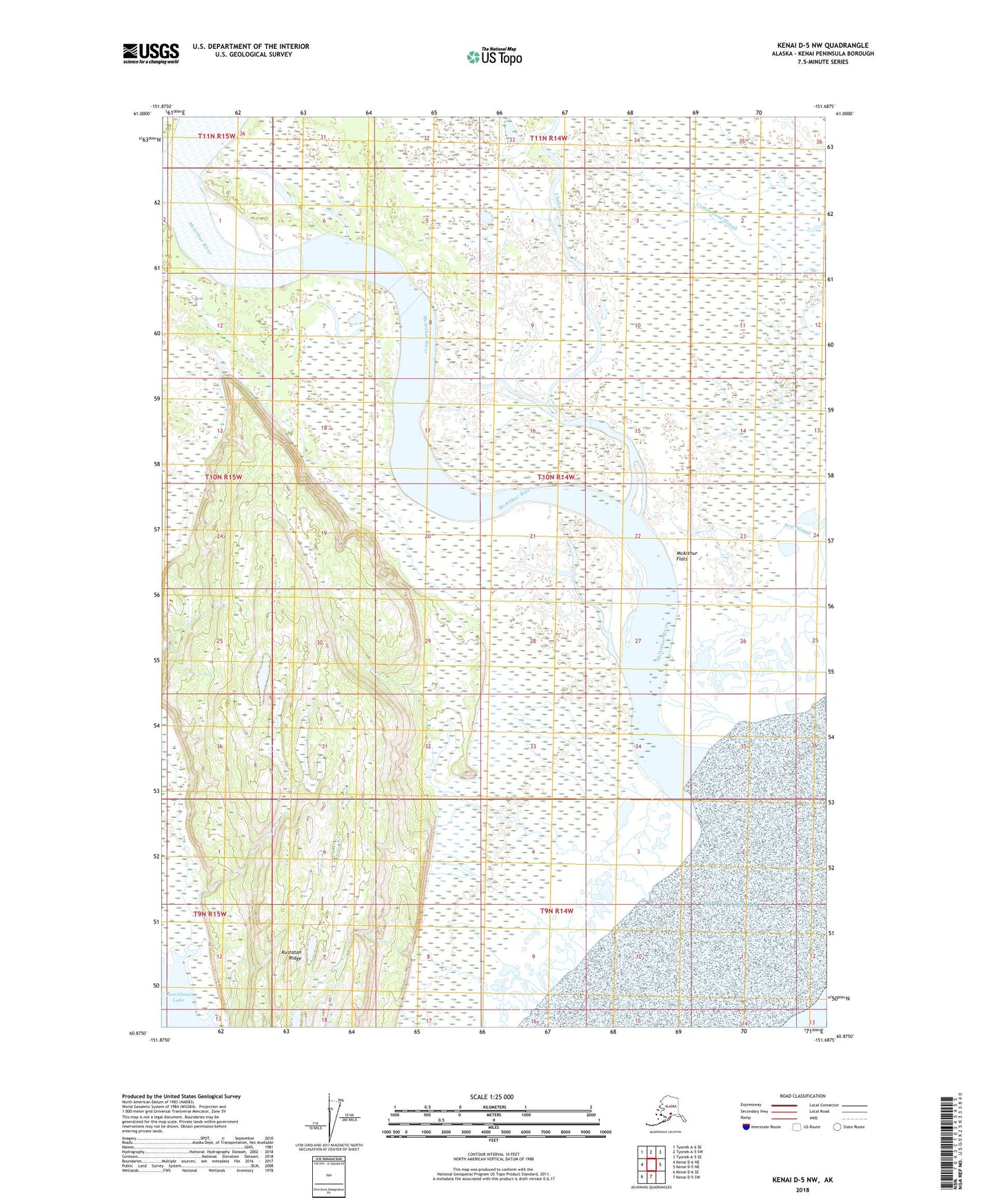 Kenai D-5 NW Alaska US Topo Map Image
