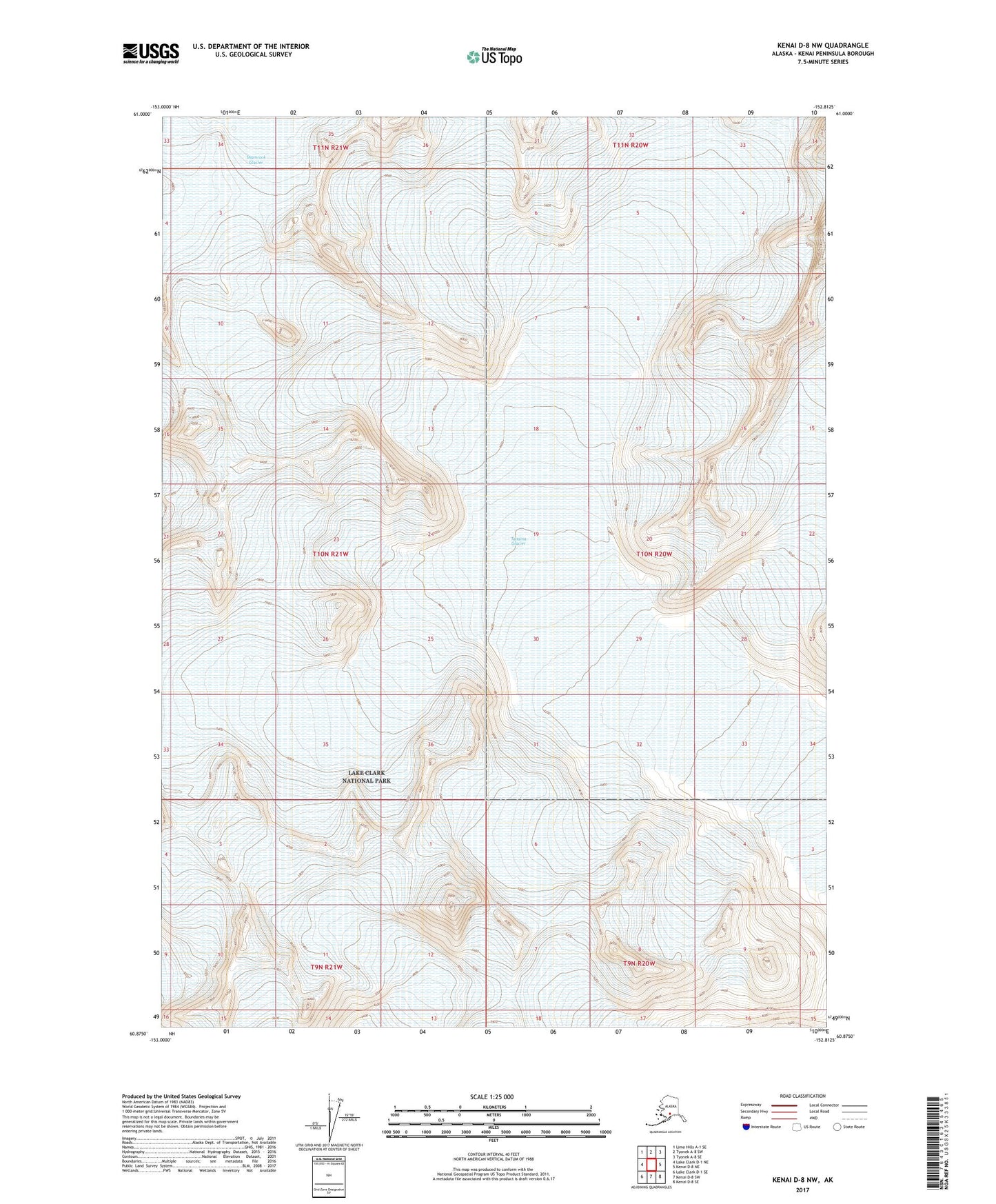 Kenai D-8 NW Alaska US Topo Map Image