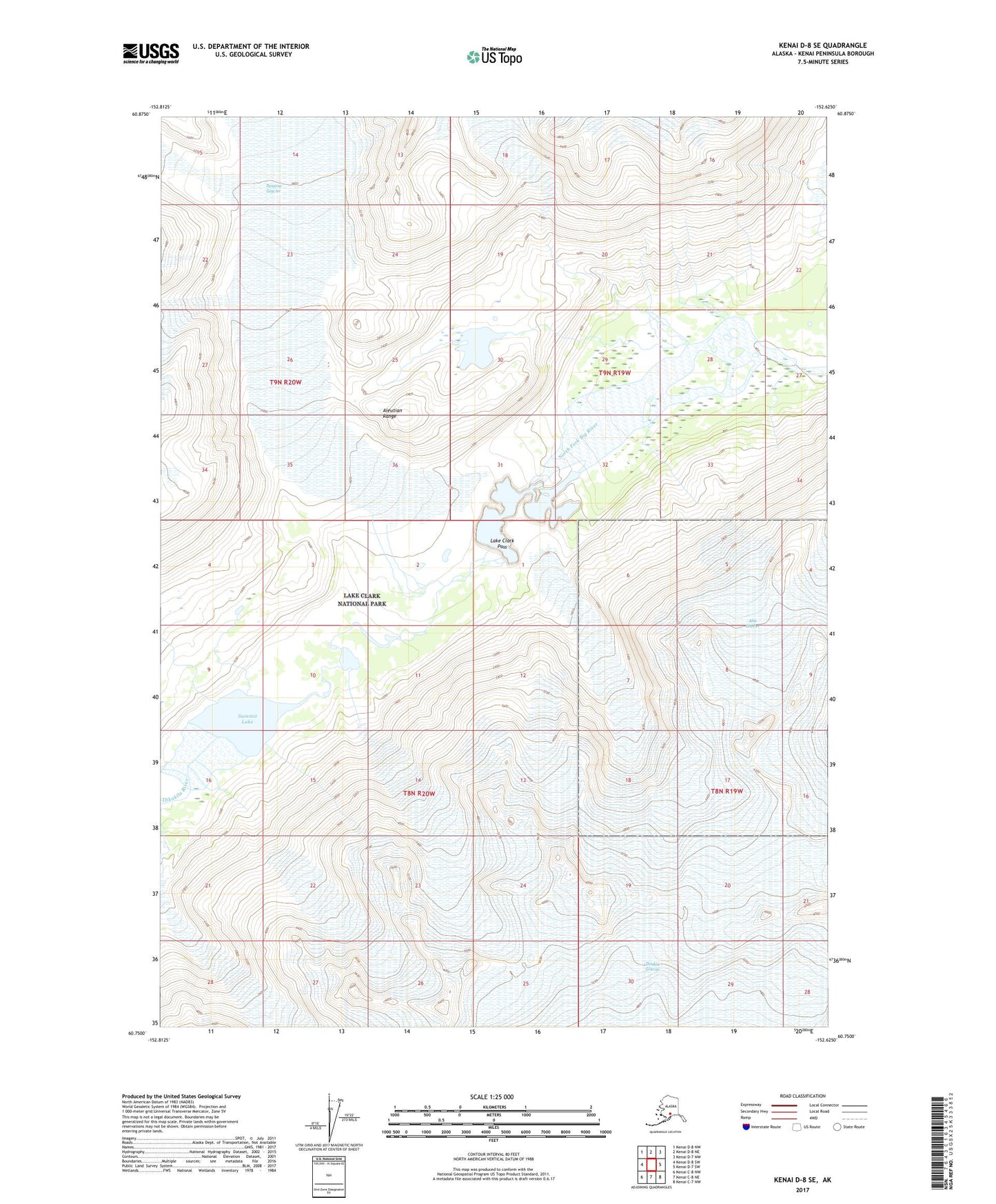 Kenai D-8 SE Alaska US Topo Map Image