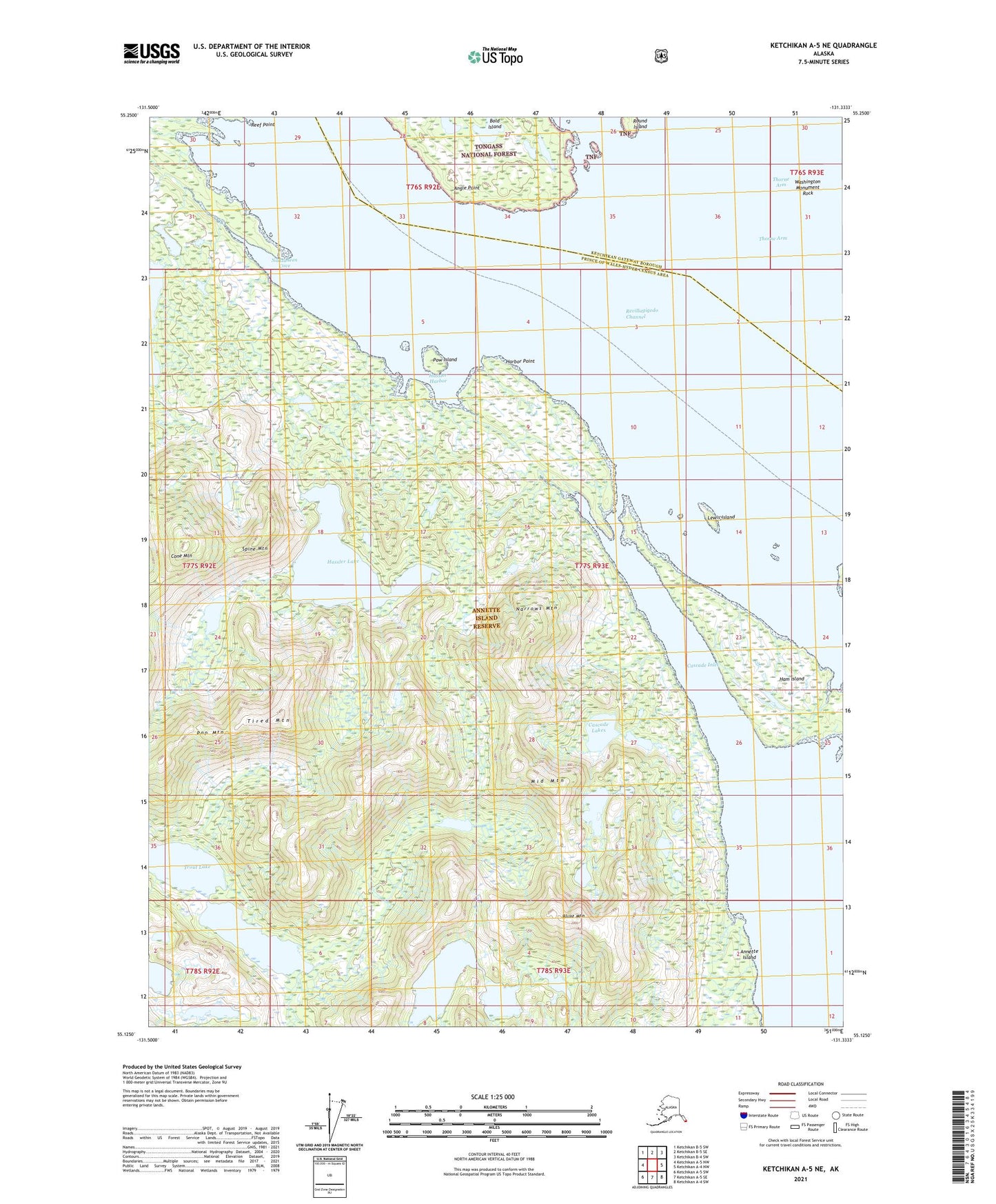 Ketchikan A-5 NE Alaska US Topo Map Image
